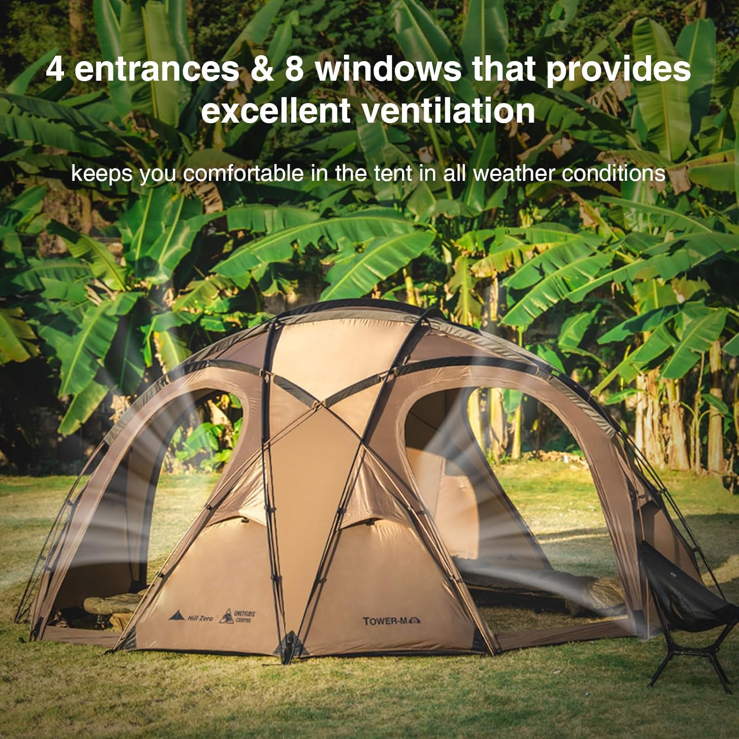 OneTigris Tower M Dome Tent, Waterproof Windproof 4 Person Tent with Stove Jack for Camping, Hiking, Hunting, Bushcraft, Winter, Car Trips · v5