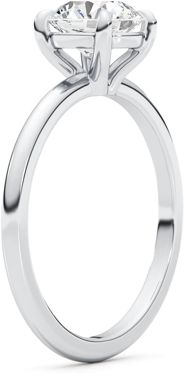 IGI Certified 1 to 2 Carat E/VS1 Lab Grown Diamond Solitaire Engagement Ring for Women - 14k White Gold Promise Ring for Her - 4-Prong Setting Anniversary Ring Size 4.5 to 11 · v4
