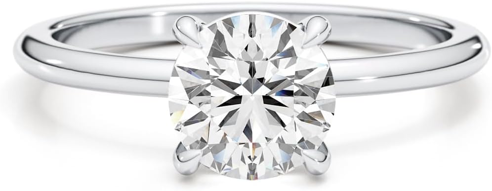 IGI Certified 1 to 2 Carat E/VS1 Lab Grown Diamond Solitaire Engagement Ring for Women - 14k White Gold Promise Ring for Her - 4-Prong Setting Anniversary Ring Size 4.5 to 11 · v5