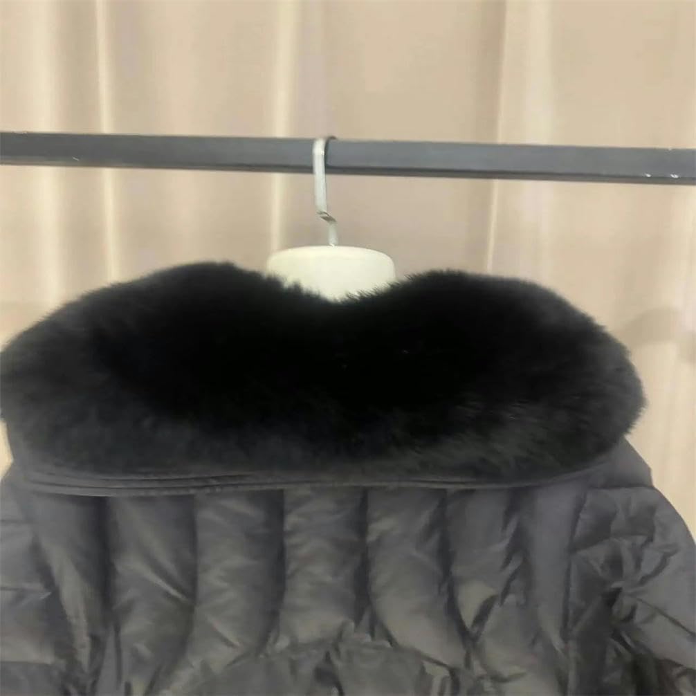 Womens Parka Mid-Length Solid Color Plush Collar Hooded Long Down Jacket Warm Casual Winter Clothing · v8