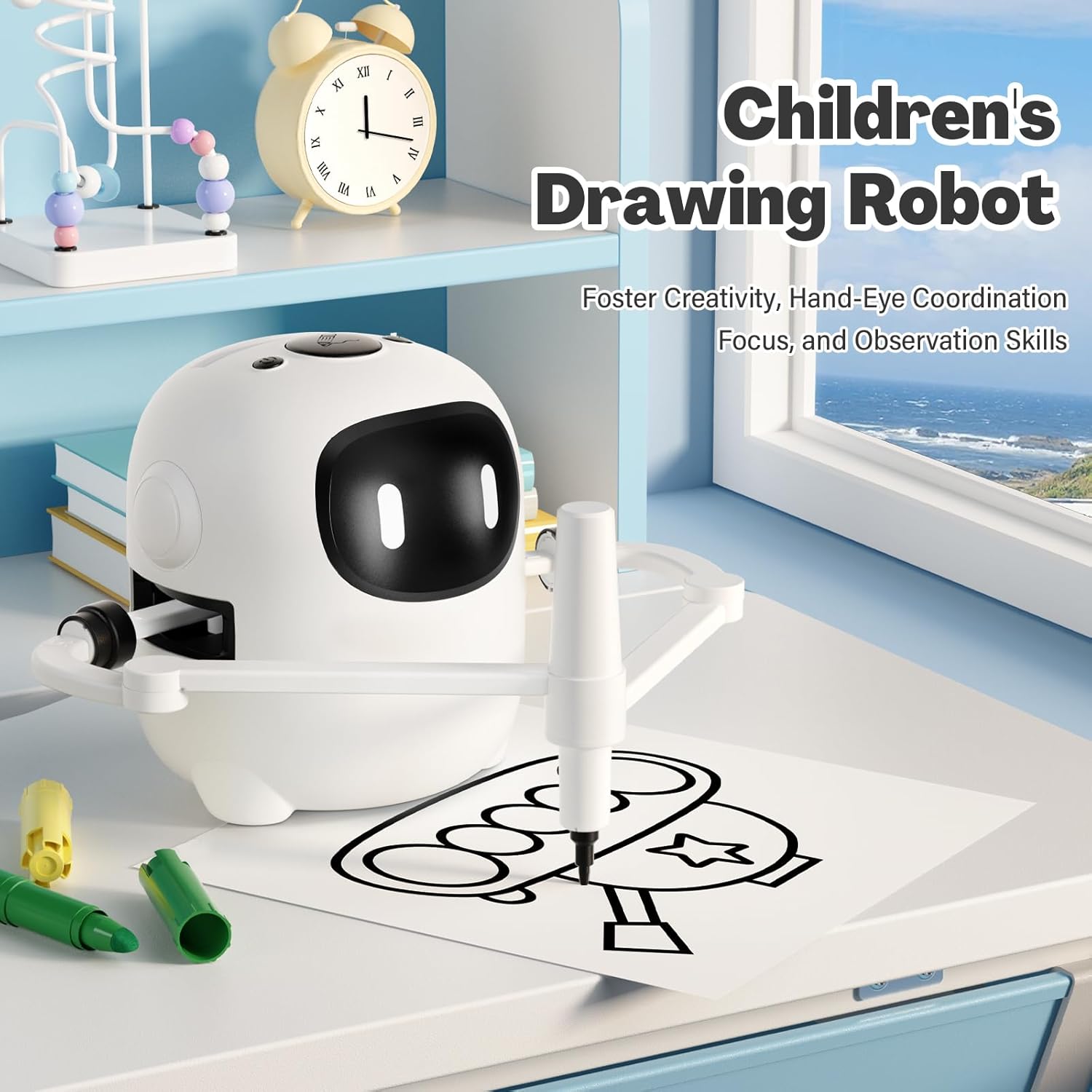 Drawing Robot for Kids with 150 Cards, Voice Interactive Educational Drawing Machine, Montessori Painting Learning Toys for 3 4 5 6 7 8 Year Old Boys Girls Birthday Party · v6