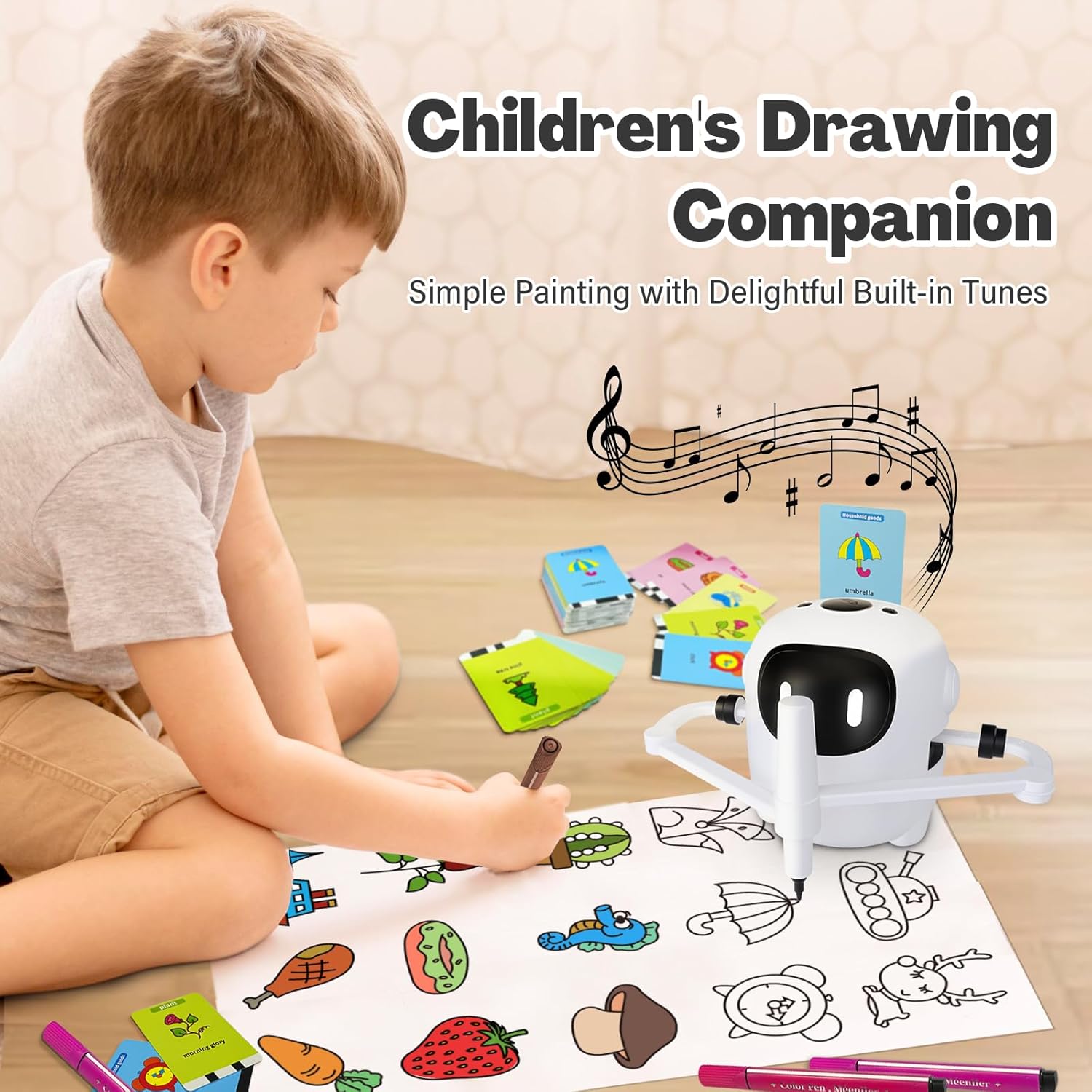 Drawing Robot for Kids with 150 Cards, Voice Interactive Educational Drawing Machine, Montessori Painting Learning Toys for 3 4 5 6 7 8 Year Old Boys Girls Birthday Party · v6