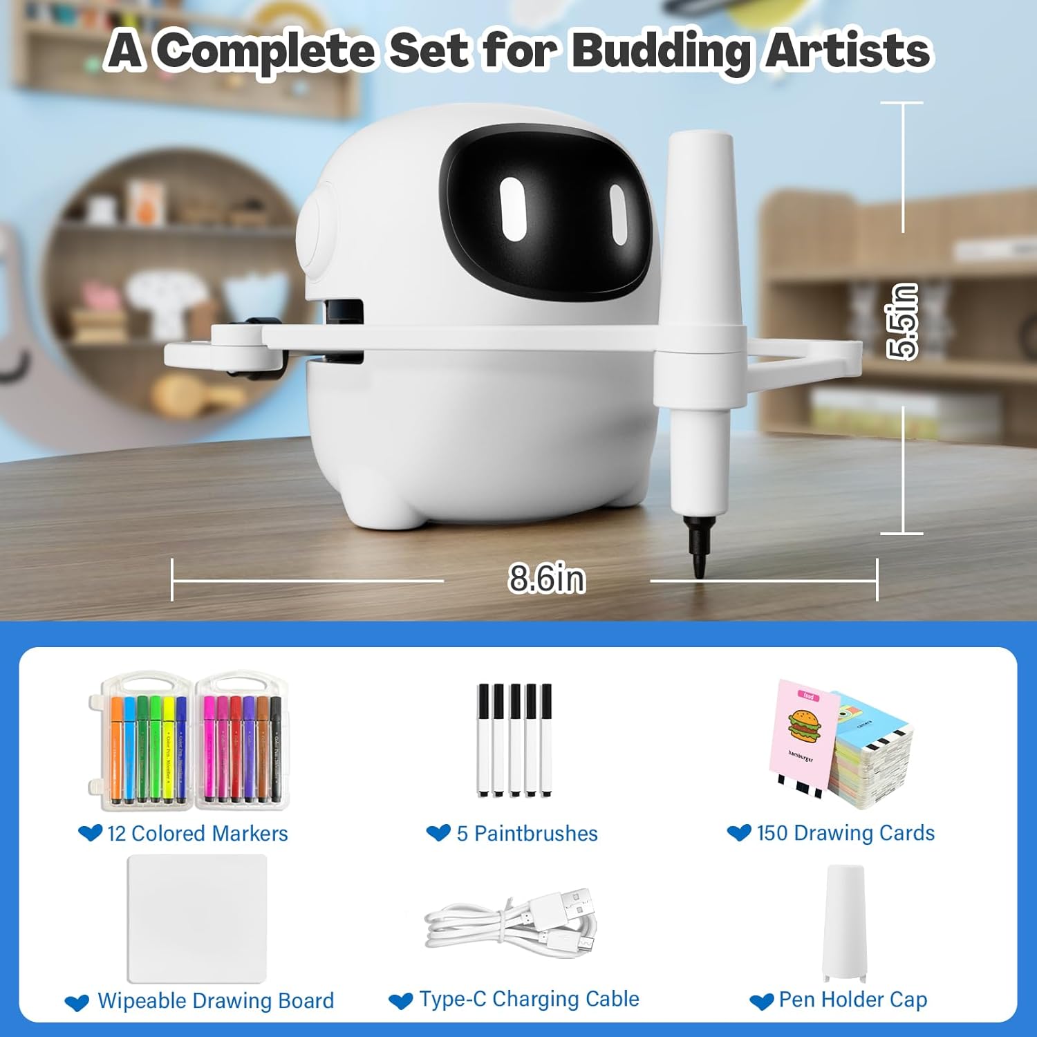 Drawing Robot for Kids with 150 Cards, Voice Interactive Educational Drawing Machine, Montessori Painting Learning Toys for 3 4 5 6 7 8 Year Old Boys Girls Birthday Party · v6
