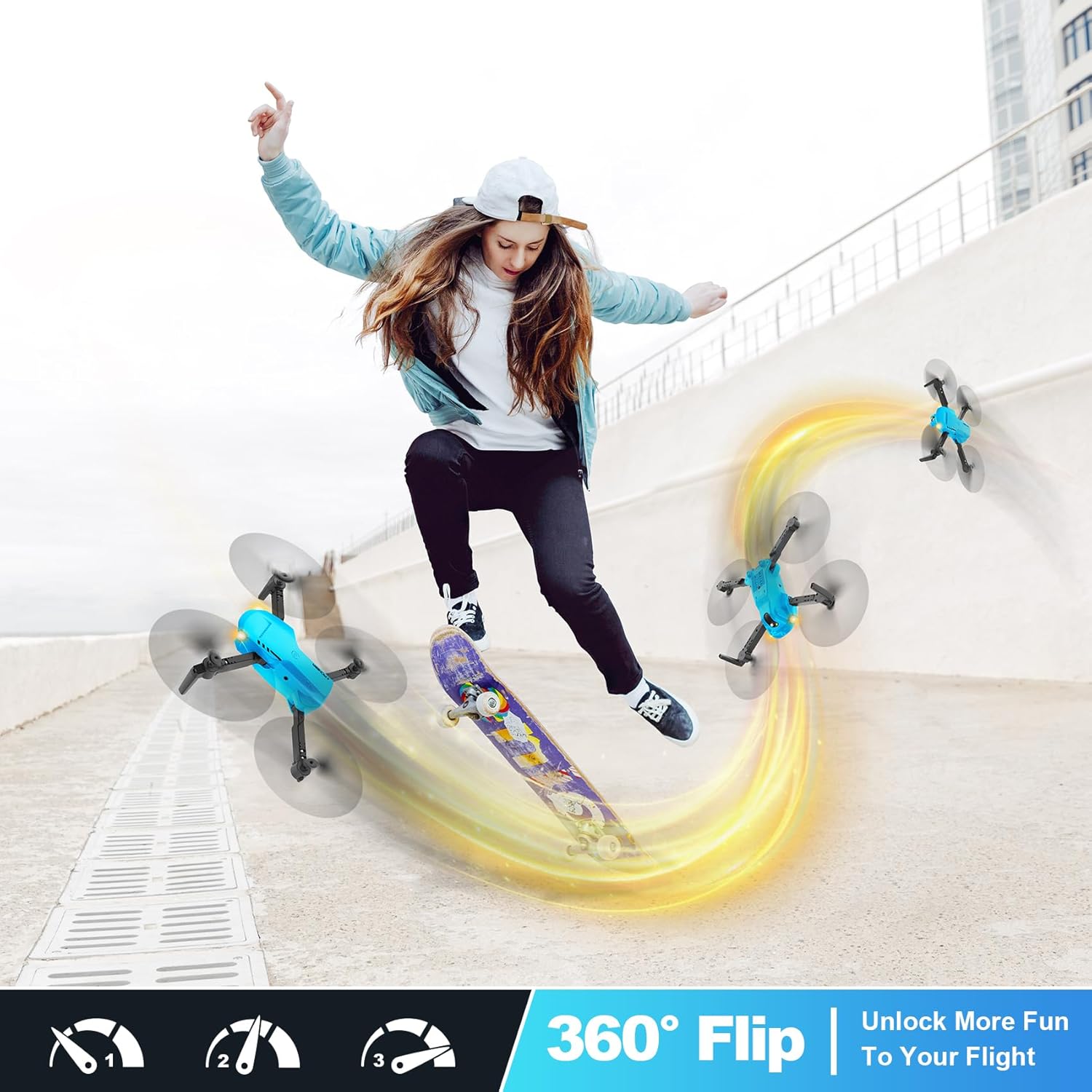 Mini Drone with Camera - 1080P HD FPV Foldable Drone with Carrying Case, 2 Batteries,90° Adjustable Lens, One Key Take Off/Land, Altitude Hold, 360° Flip, Gifts Drones for and Adults · v4