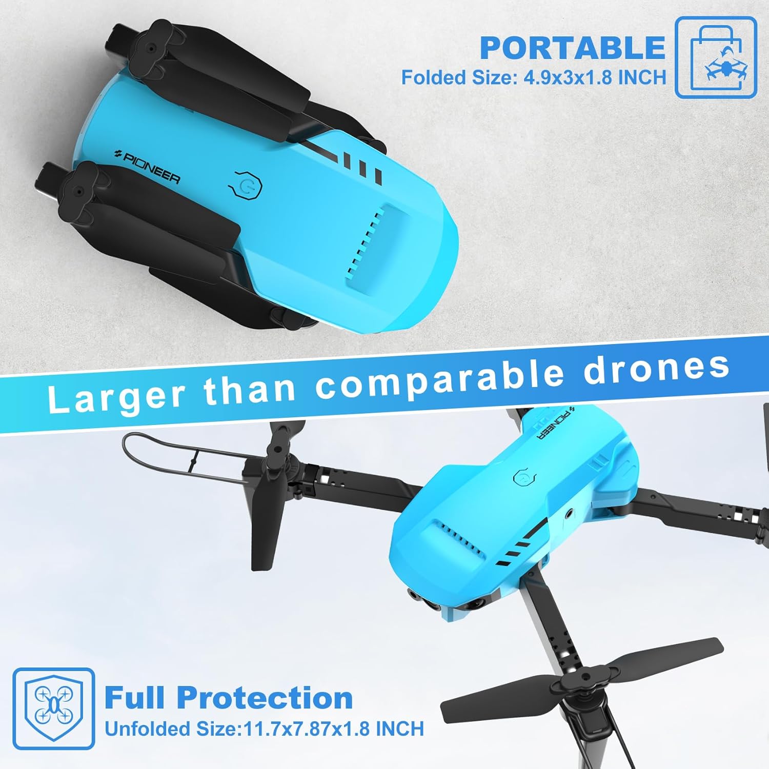 Mini Drone with Camera - 1080P HD FPV Foldable Drone with Carrying Case, 2 Batteries,90° Adjustable Lens, One Key Take Off/Land, Altitude Hold, 360° Flip, Gifts Drones for and Adults · v4