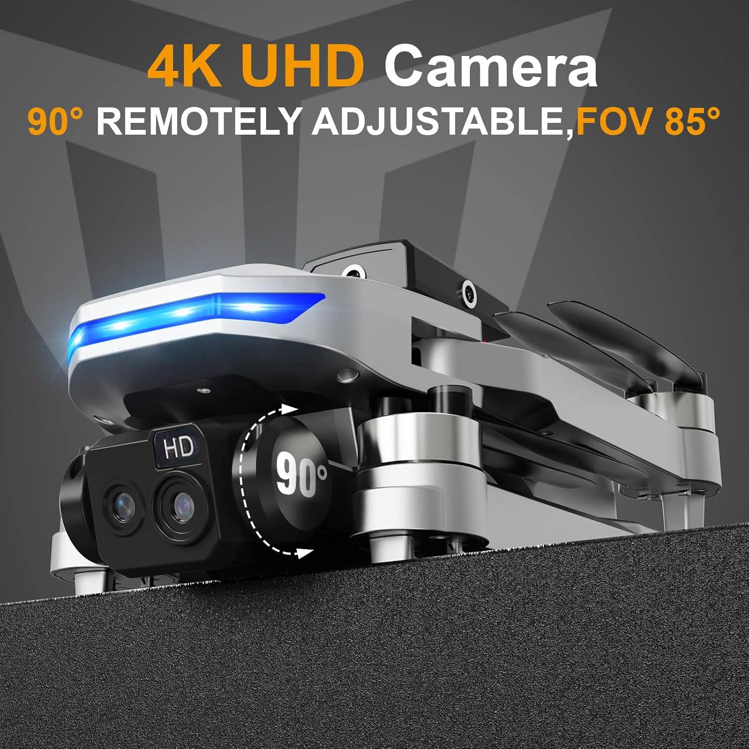 무브러시 모터 드론, 90° 조정 가능한 4K FPV, APP 제어, 40분 비행 시간, 실내 장애물 회피, 광학 흐름 위치 지정, 제스처 사진, 360° 플립, 범위 밖 손실 경고, 남성 및 소년을 위한 장난감 선물