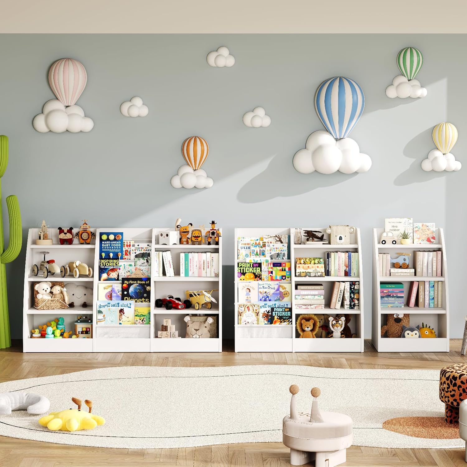 4 Tier Kids Bookshelf, 4 Layer Sling Kids Book Shelf for Kids Rooms,Wood Children Bookcase,Baby Storage Book Rack,Toddler Bookshelf, Book and Toy Organizer,Book Display Shelf for Bedroom, Nursery · v3