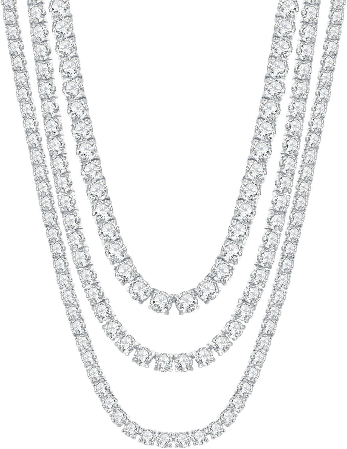 Naszyjnik tenisowy Moissanite 3 mm-6,5 mm Kolor D VVS1 Okrągłe diamentowe naszyjniki dla kobiet, mężczyźni, 14K, białym złotem, srebrny naszyjnik tenisowy 925 Ręcznie robiony naszyjnik tenisowy z certyfikatem GRA