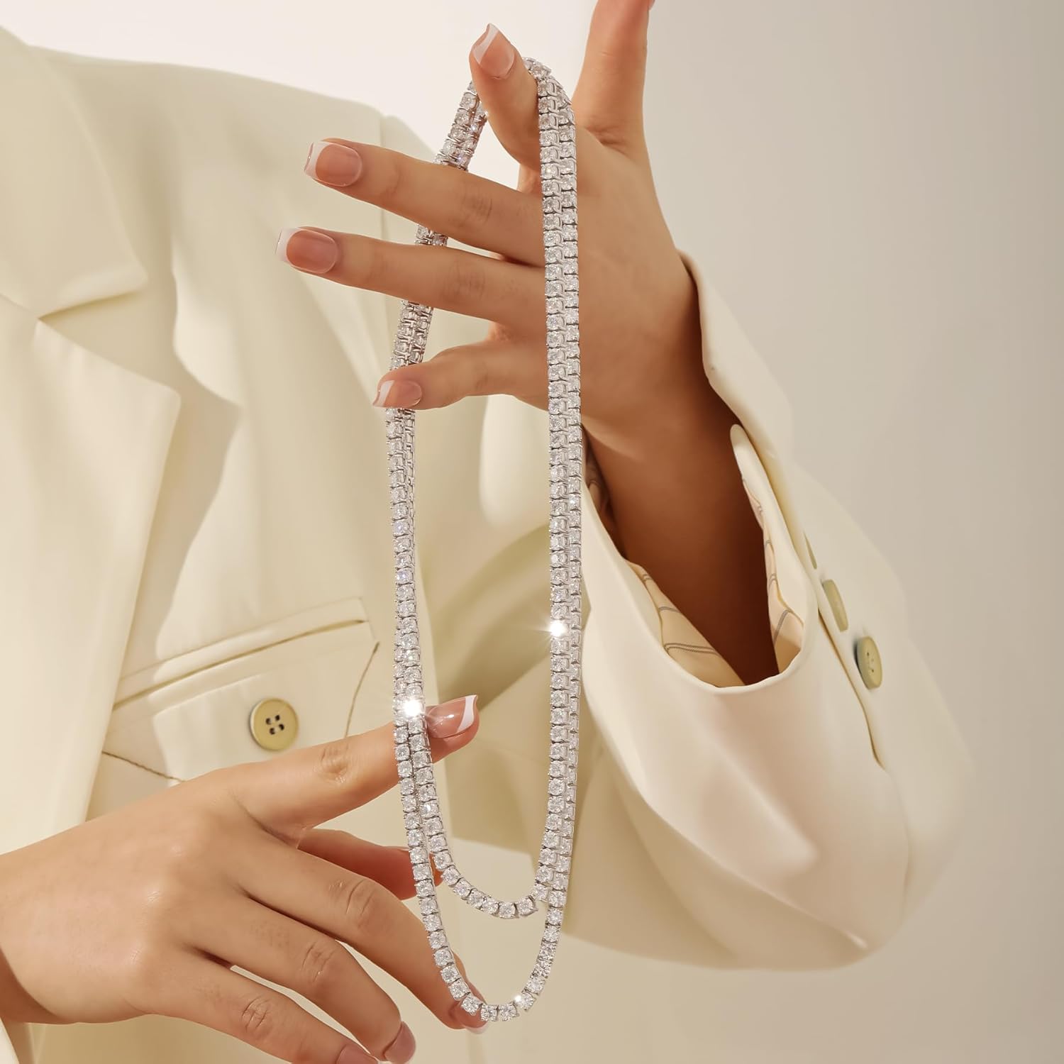 Naszyjnik tenisowy Moissanite 3 mm-6,5 mm Kolor D VVS1 Okrągłe diamentowe naszyjniki dla kobiet, mężczyźni, 14K, białym złotem, srebrny naszyjnik tenisowy 925 Ręcznie robiony naszyjnik tenisowy z certyfikatem GRA