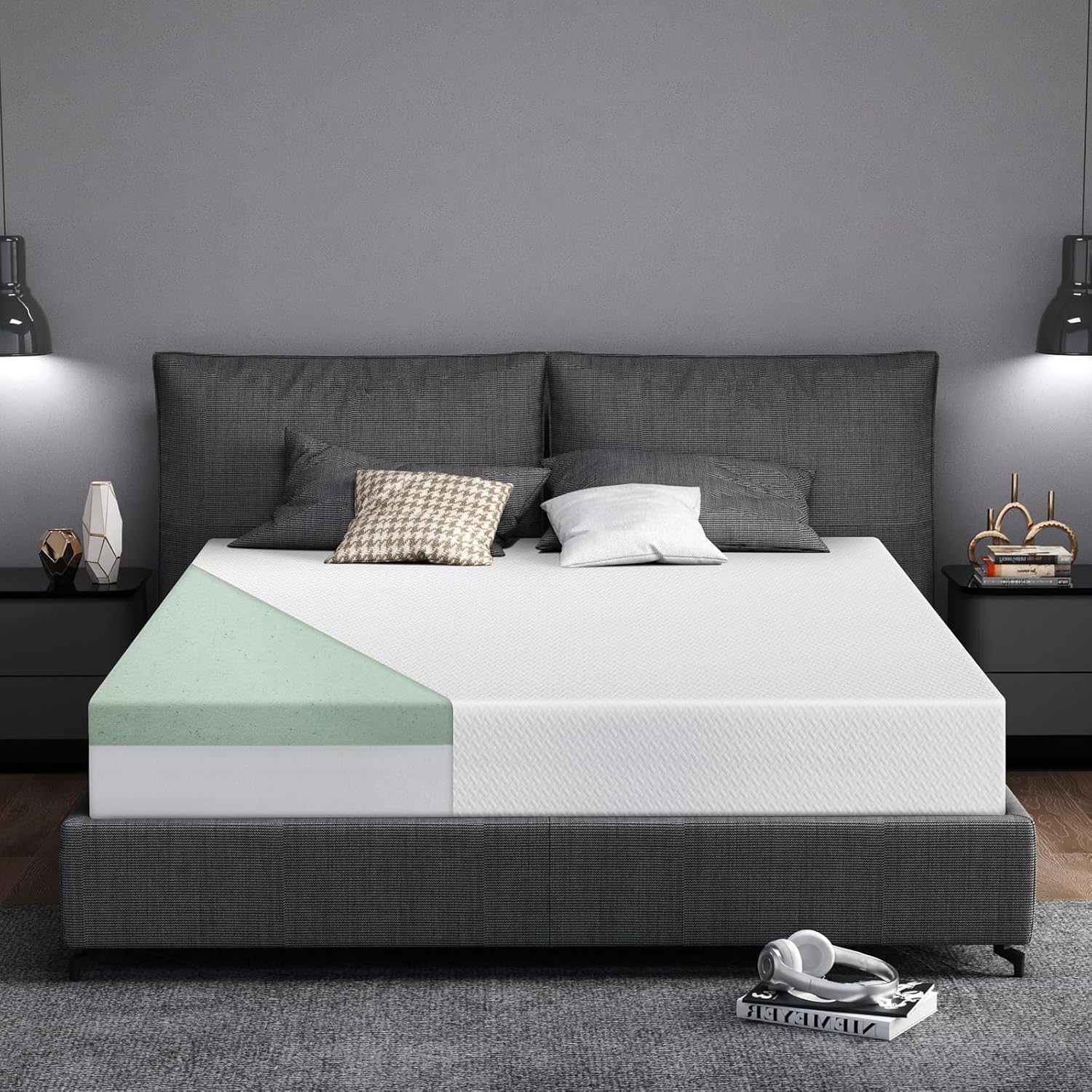 WEUP Firm Memory Foam Mattress Full Size 10 Inch Mattress with Tencel Cover, Premier Cooling Green Tea/Gel Bed Mattress in Box, CertiPUR-US Firm Mattresses for Back Pain, Made in USA 75' x 54'' · v2