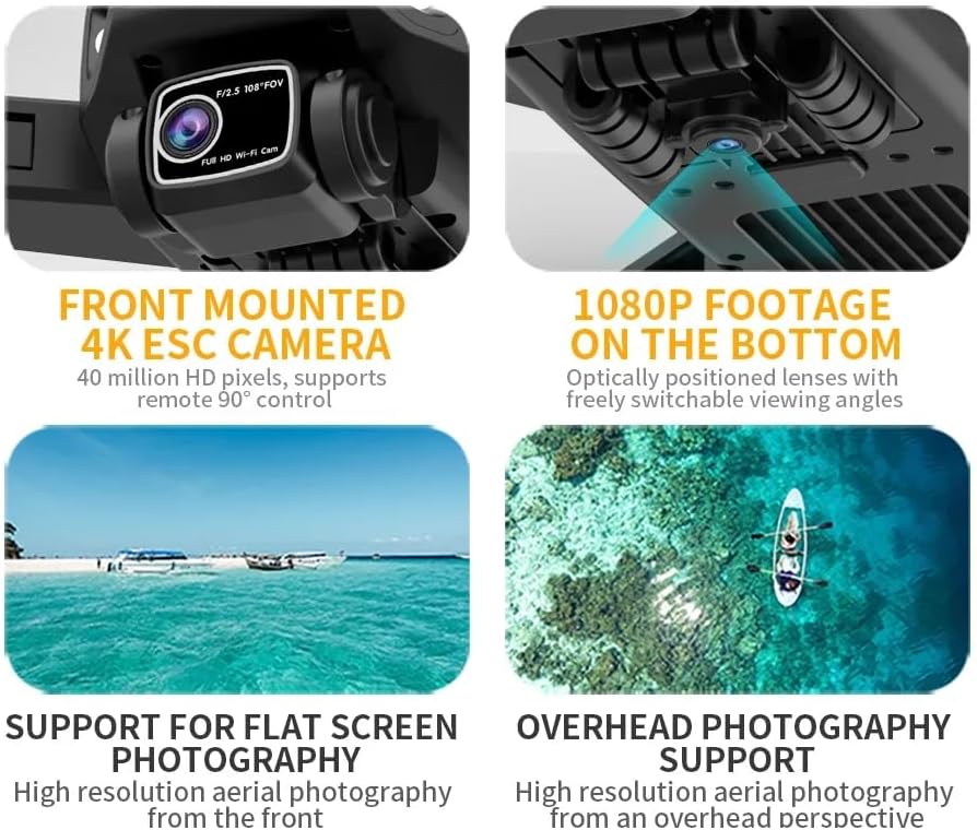 Drone gps con doppia fotocamera 4k hd con sistema di prevenzione degli ostacoli visivi e connettività wifi 5g nero 2 batterie