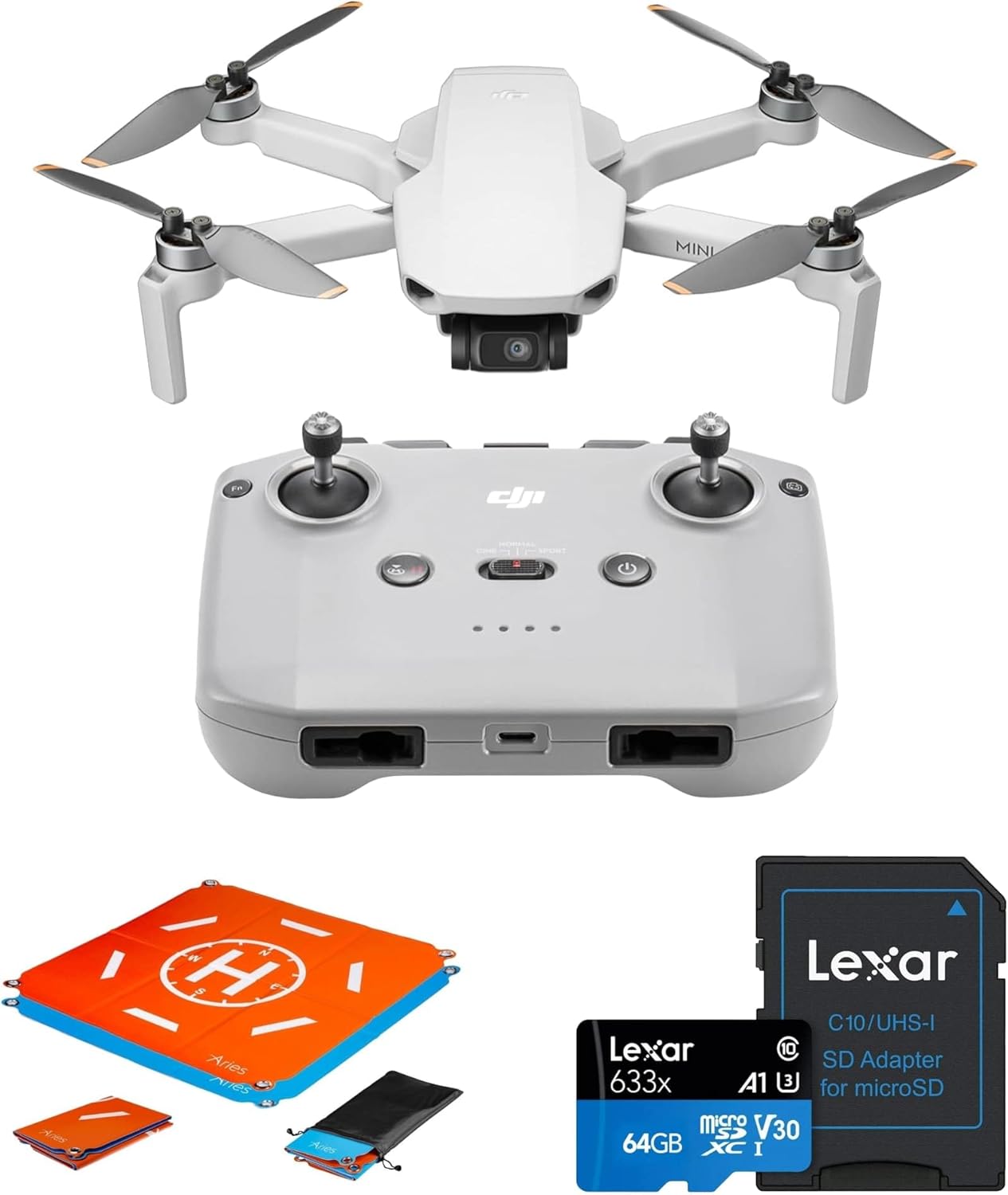 DJI Mini 4K, Drone with 4K UHD Camera for Adults, Under 249 g, 10km Video Transmission, Auto Return, Wind Resistance, 1 Battery for 31-Min Max Flight Time, Bundle with 64gb SD Card and Landing Pad · v4