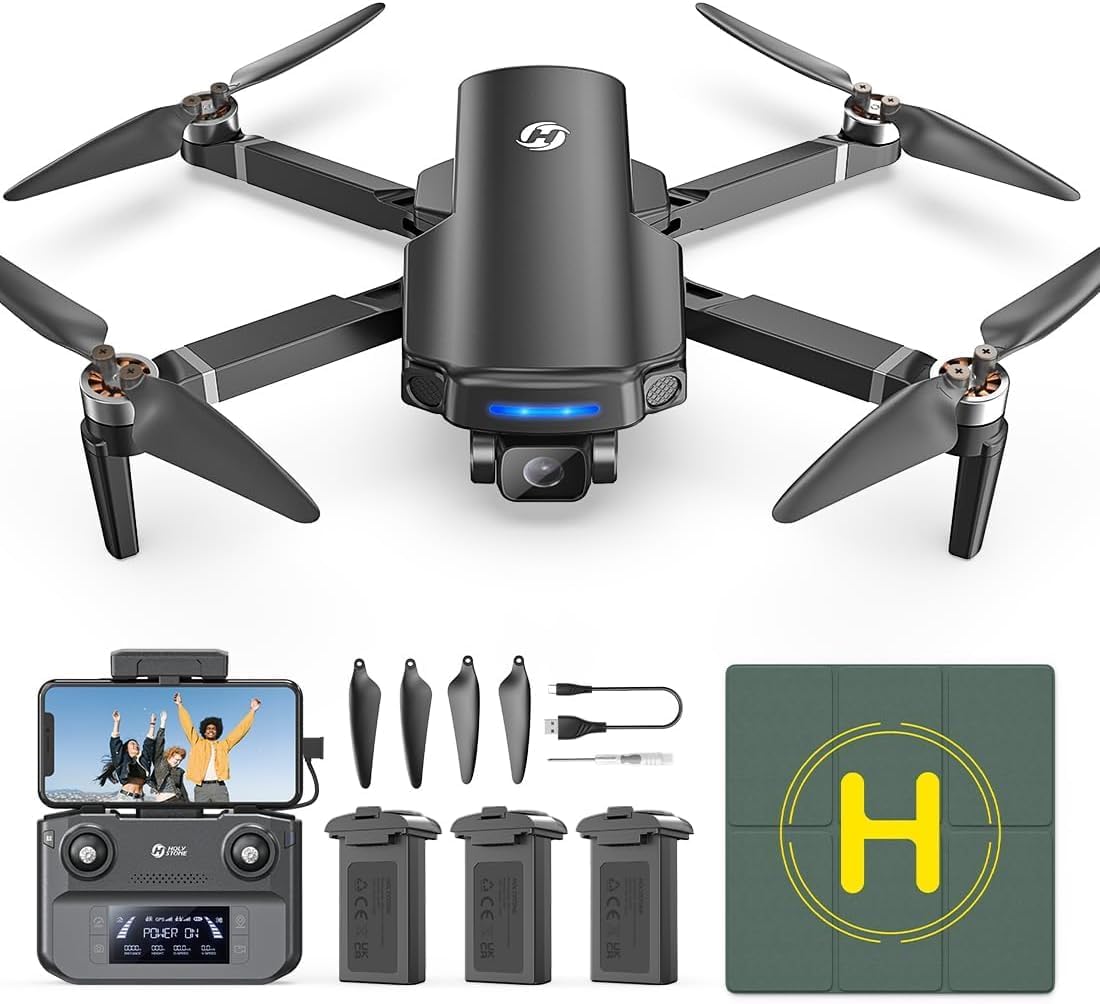 Holy Stone HS360S con 3 batterie, piattaforma di atterraggio per droni, borsa antideflagrante ignifuga