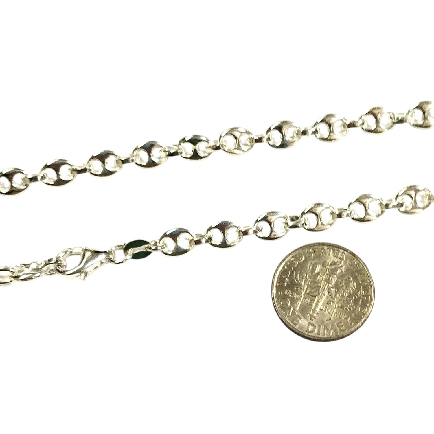 Real Solid 925 Sterling Silver 5.5x7mm Mariner/Anchor Chain Short/Long Necklace/Belly Chain. Adjustable. Not Hollow. Women, Men, Unisex. Handmade by BalliSilver. (40 - 102cm) · v2