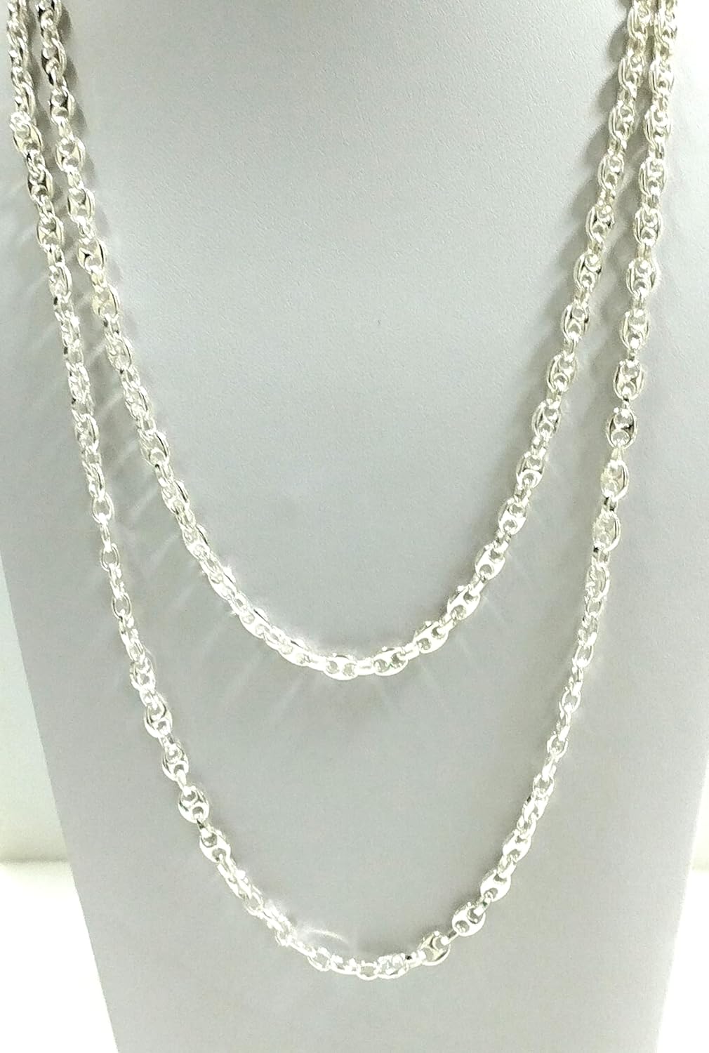 Real Solid 925 Sterling Silver 5.5x7mm Mariner/Anchor Chain Short/Long Necklace/Belly Chain. Adjustable. Not Hollow. Women, Men, Unisex. Handmade by BalliSilver. (40 - 102cm) · v2