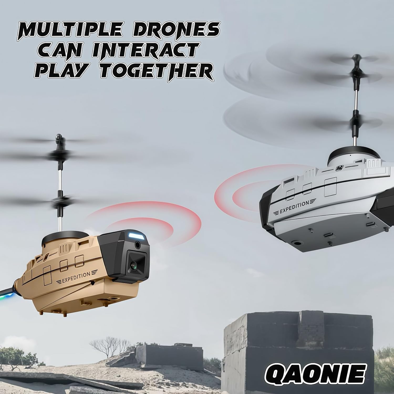 Drone di nuova forma con fotocamera 720p, drone a 3 velocità, 2 batterie, prevenzione attiva degli ostacoli, decollo/atterraggio con un tasto. (Giallo - 2 batterie)