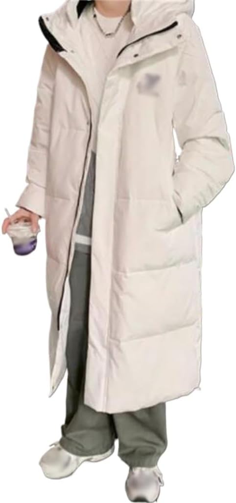 Youth Hooded Long Down Jacket Male Winter Thick Warm Loose Couples Coat