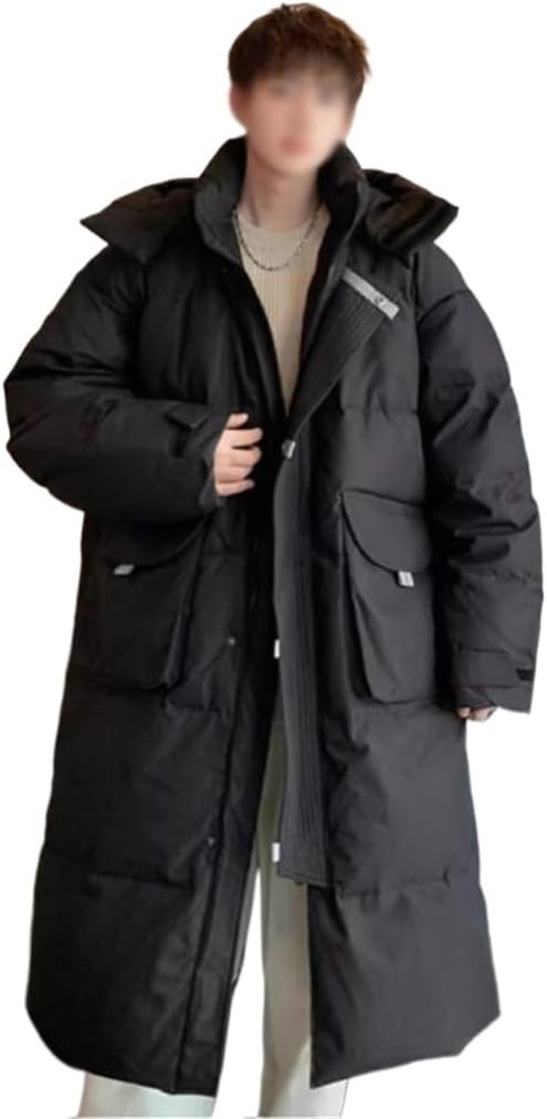 Thick Warm Korean Version Of Loose Lovers Coat Youth Hooded In The Long Down Jacket Male Winter