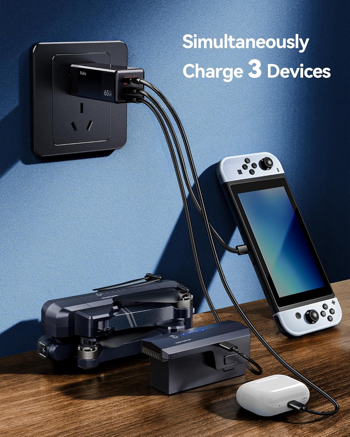 โดรน Ruko U11MINI พร้อมกล้อง 4K สำหรับผู้ใหญ่และเครื่องชาร์จ Ruko PD65W USB C