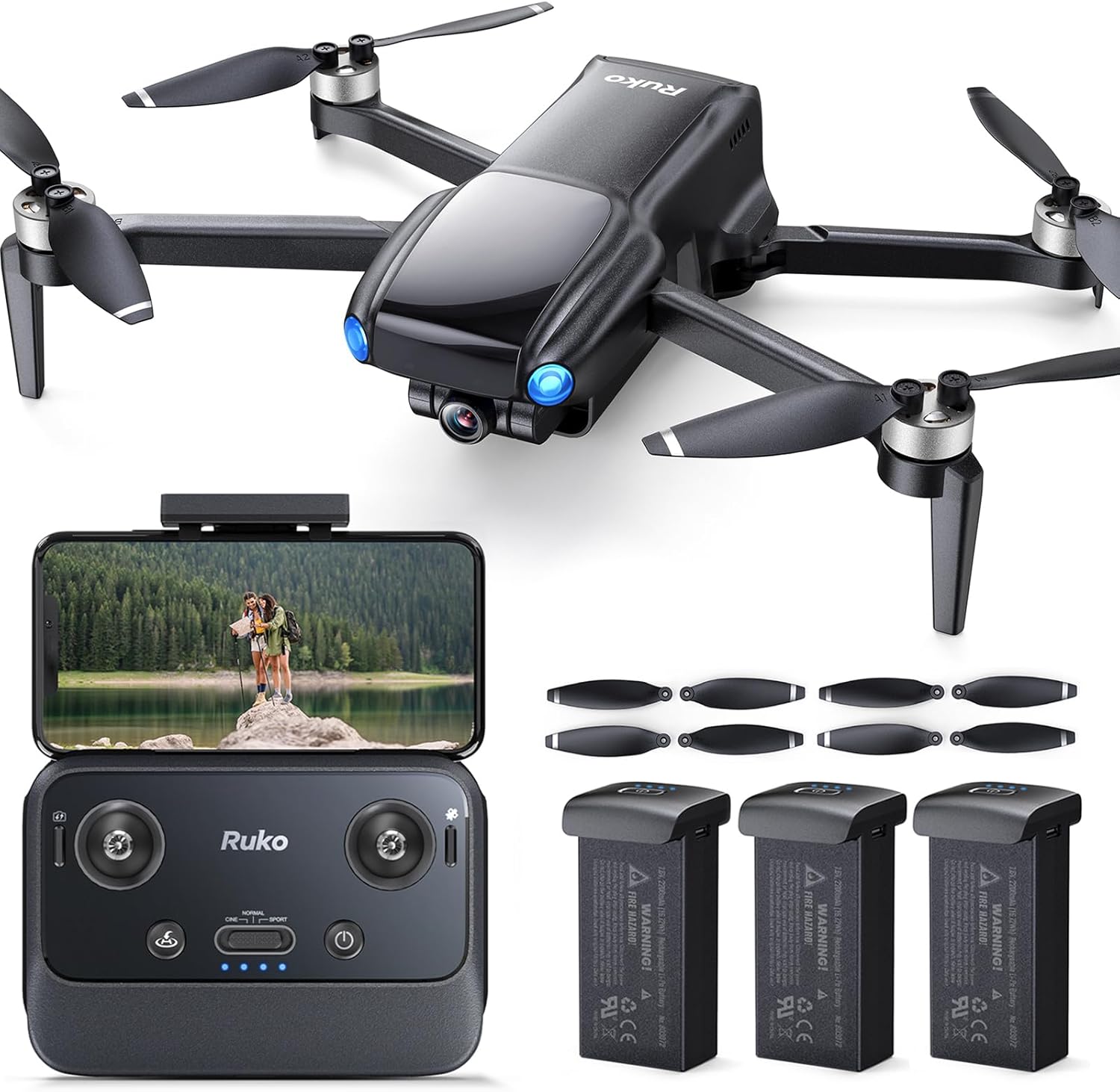 Droni Ruko U11MINI con telecamera per adulti 4K, batteria ricaricabile ed eliche di ricambio