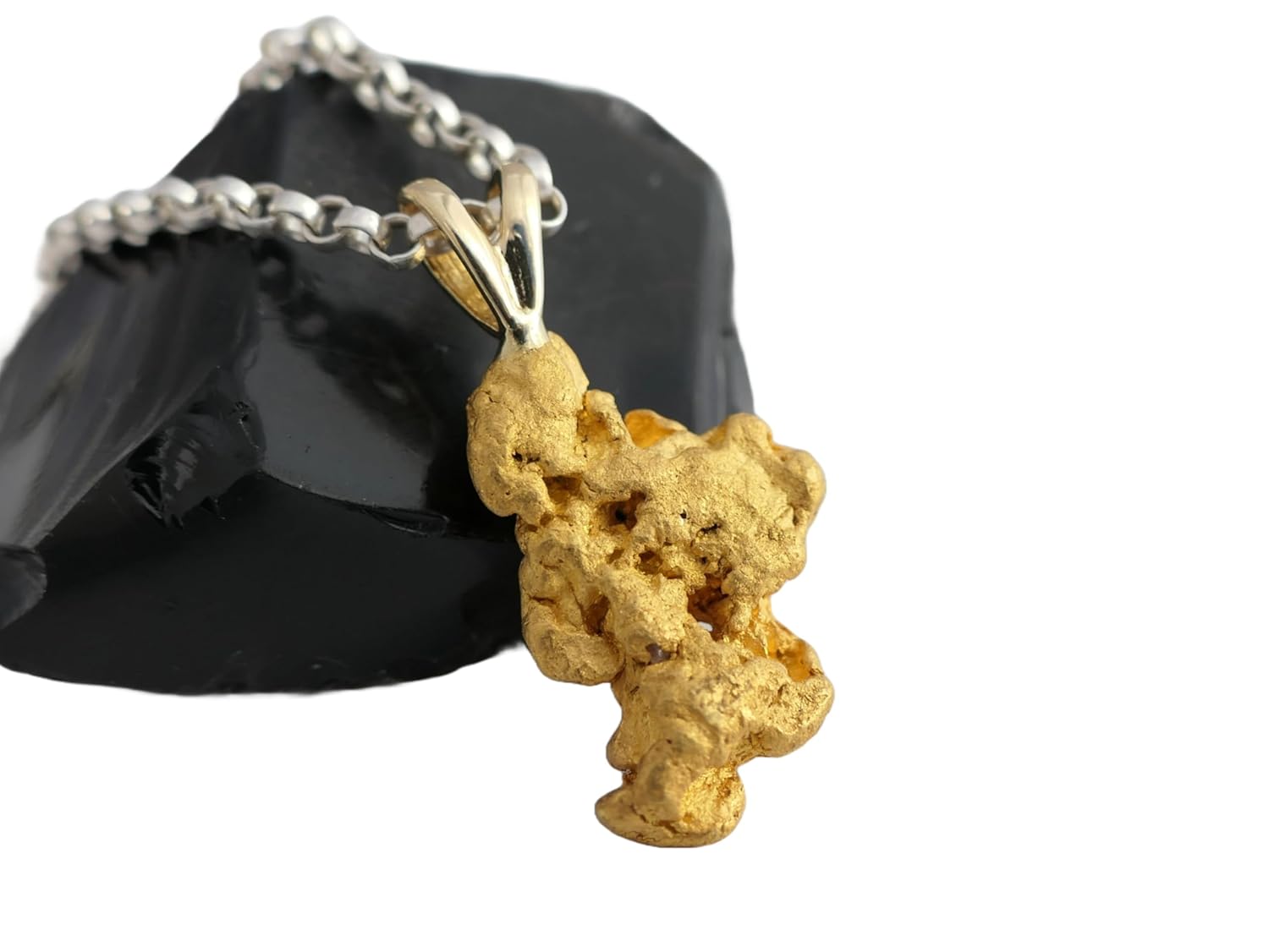 big gold nugget pendant, raw gold nugget necklace, Australian gold nugget necklace, gold rush pendant gift for him
