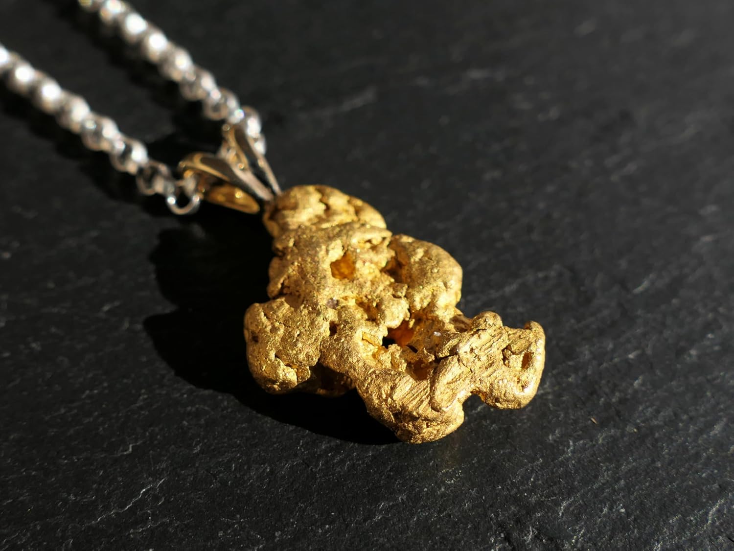 big gold nugget pendant, raw gold nugget necklace, Australian gold nugget necklace, gold rush pendant gift for him