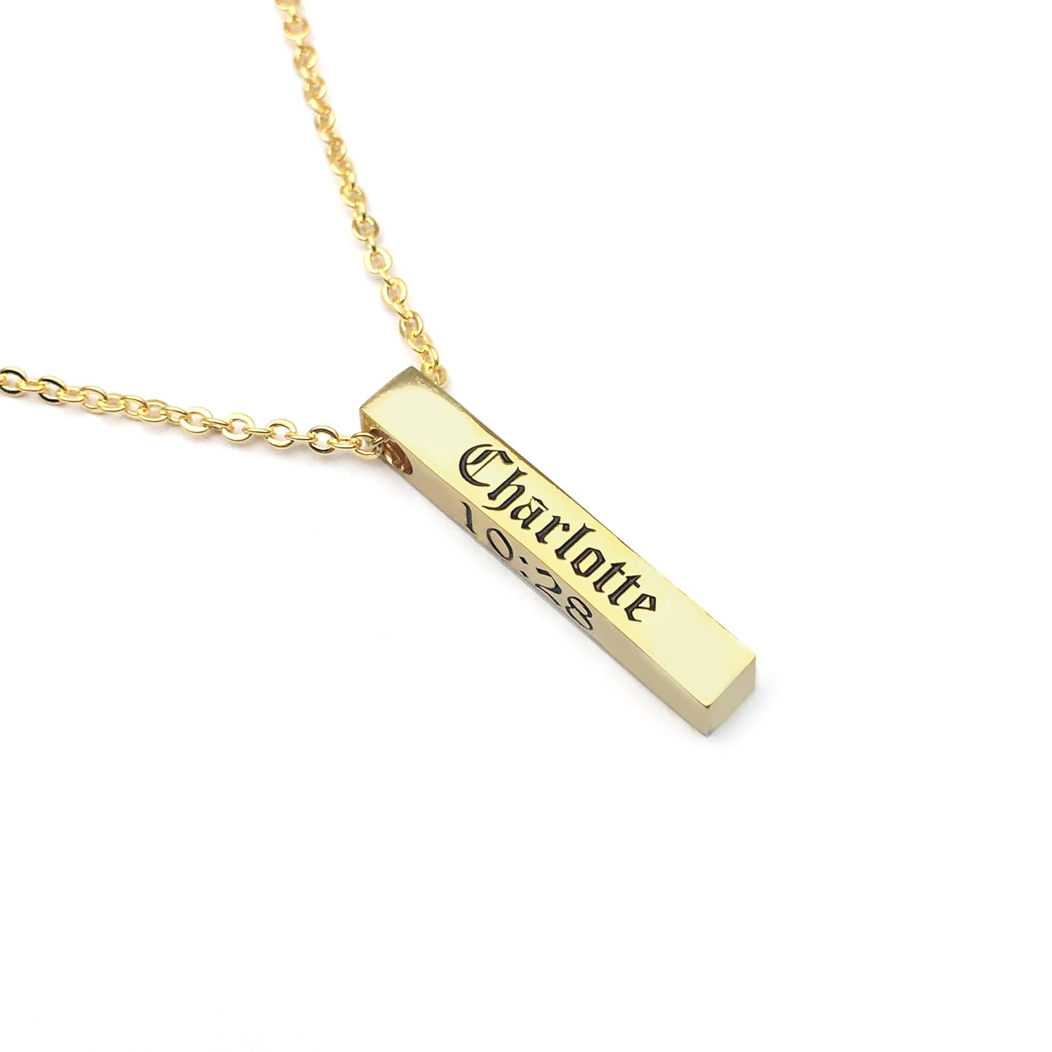 Personalized Vertical Bar Name Necklace for Women - Engraved Gold-Plated Pendant with Custom Text, Minimalist Design, Ideal for Birthdays, Anniversaries, and Thoughtful Gifts · v2