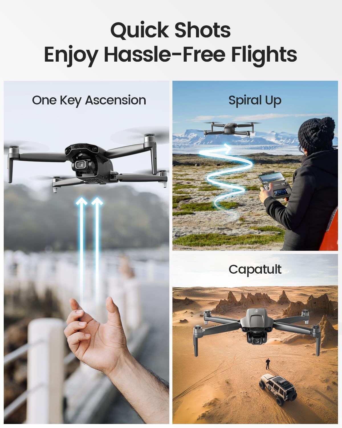 Drone GPS Holyton con fotocamera per adulti Batteria extra 4K HT70*2