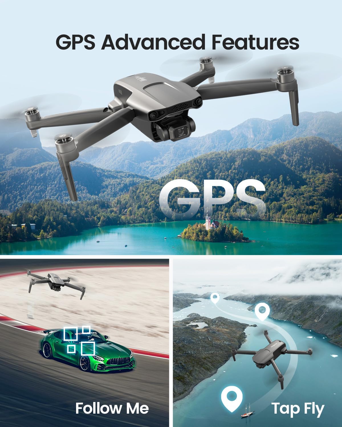 Drone GPS Holyton dengan Kamera untuk Dewasa 4K HT70 Baterai Ekstra*2 Baterai Pengganti Paket 3