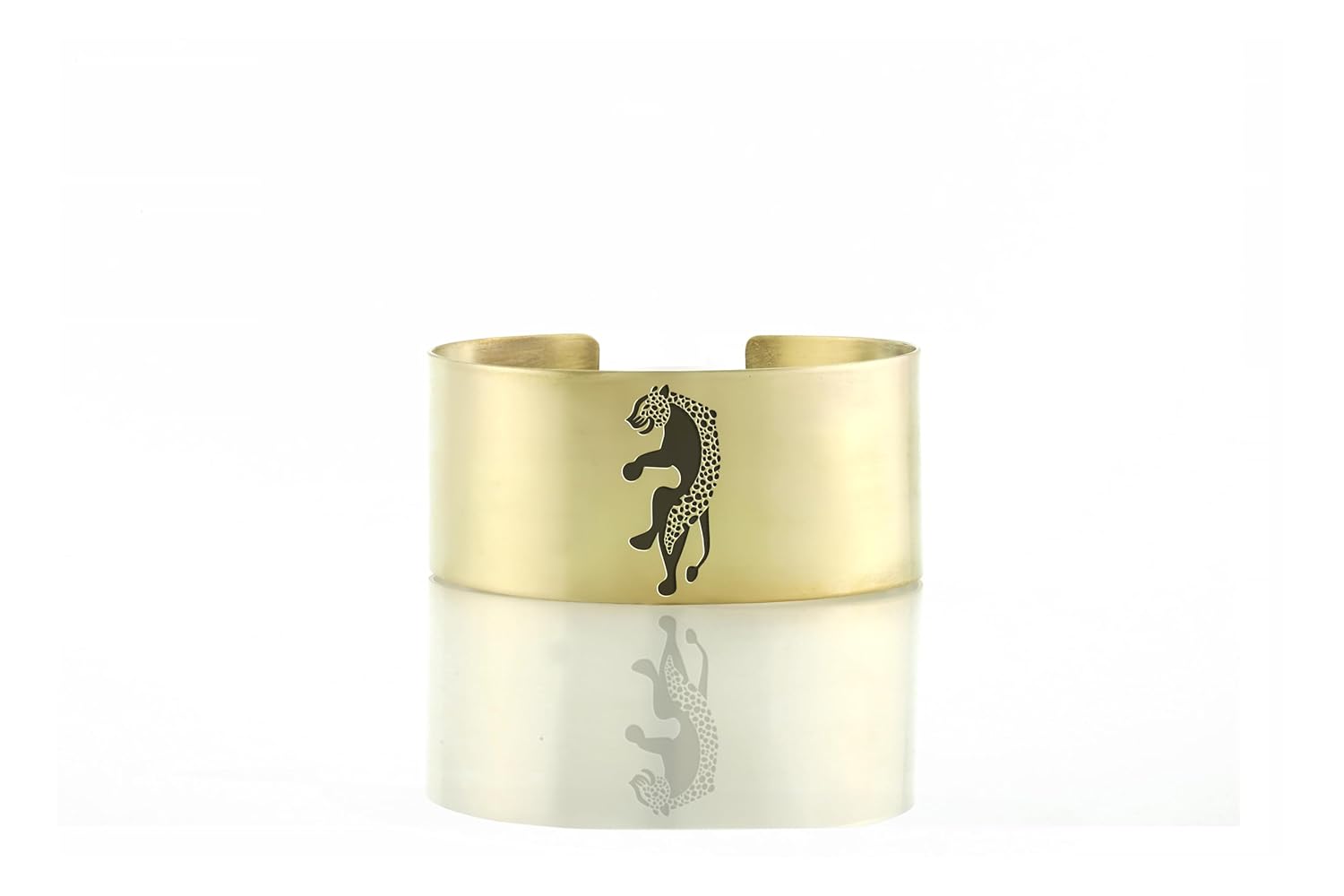 Wide Open Cuff Bracelet - African Jaguar Engraving Animal Pattern Jewelry