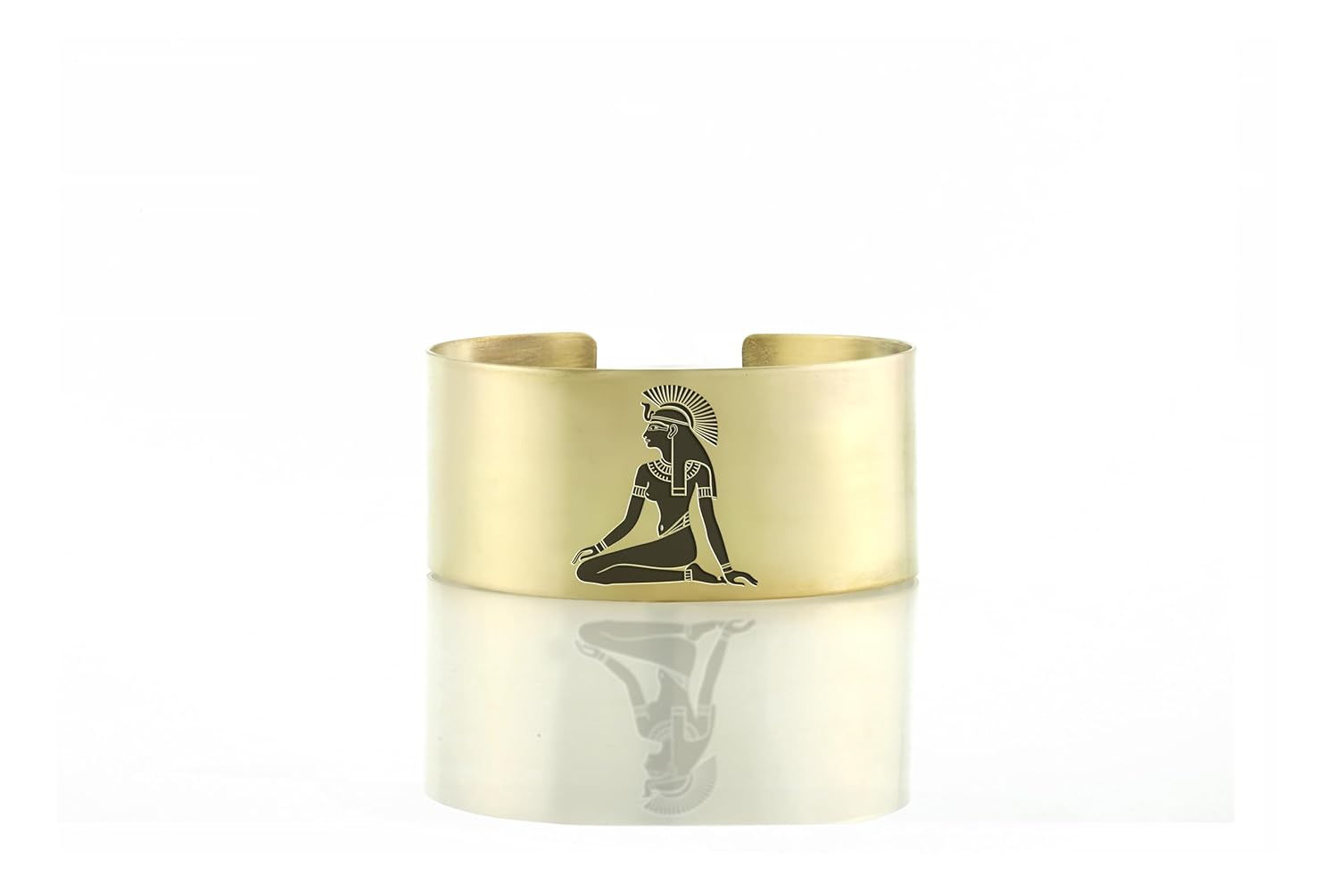 Egyptian Calligraphy Open Cuff Bracelet - 14k Gold Unisex Cultural Jewelry · v4