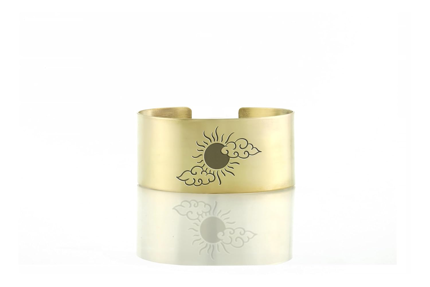 Gold Sun Open Cuff Bracelet - Celestial Wide Jewelry - Unique Bracelet for Women · v4
