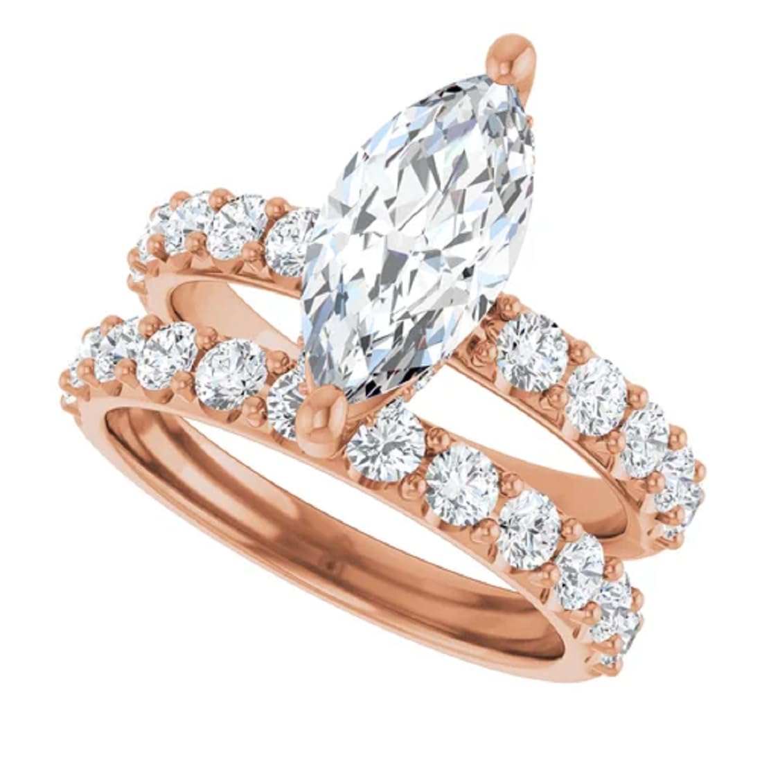 แหวนหมั้นทองคำแท้ 10K/14K/18K โรสโกลด์ ทำมือ แหวนเพชรเม็ดเดี่ยวทรงมาร์คีส์เจียระไน 6CT-12CT แหวนแต่งงานสำหรับผู้หญิง/เธอ แหวนครบรอบแต่งงาน/แหวนขอแต่งงาน (หินหลัก: 7.50 กะรัต)