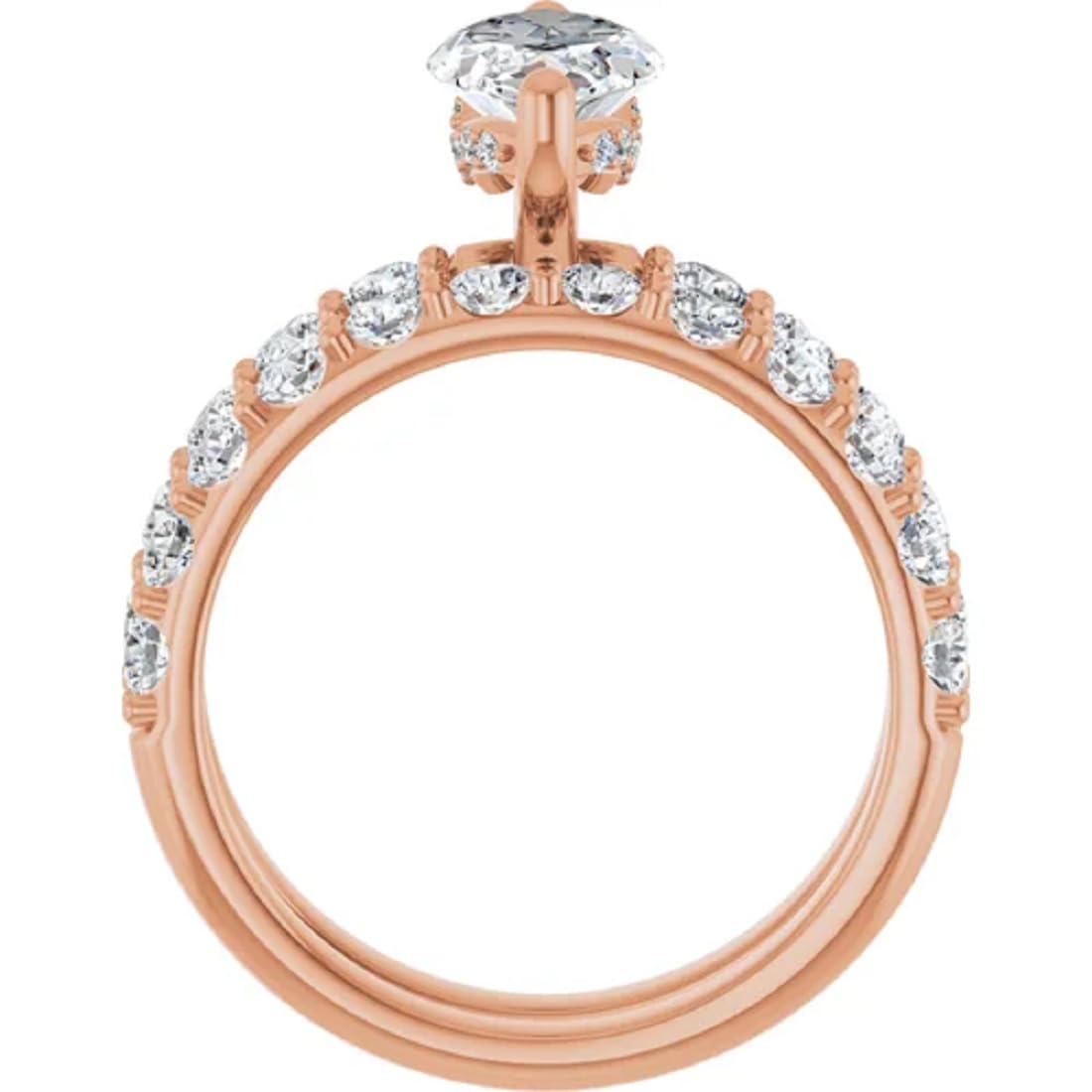 10K/14K/18K Katı Gül Altın El Yapımı Nişan Yüzüğü, 6CT-12CT Marquise Kesim Moissanite Tektaş Yüzük, Kadınlar/Kadın için Pırlanta Alyans Seti, Yıldönümü/Teklif Yüzüğü (Ana Taş: 7.50 Karat)