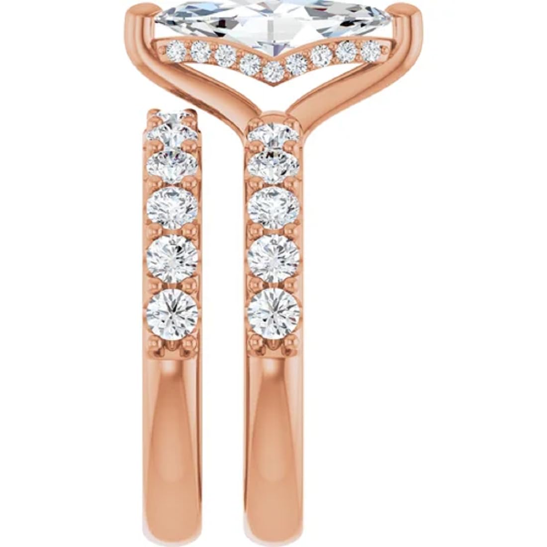 10K/14K/18K Katı Gül Altın El Yapımı Nişan Yüzüğü, 6CT-12CT Marquise Kesim Moissanite Tektaş Yüzük, Kadınlar/Kadın için Pırlanta Alyans Seti, Yıldönümü/Teklif Yüzüğü (Ana Taş: 7.50 Karat)