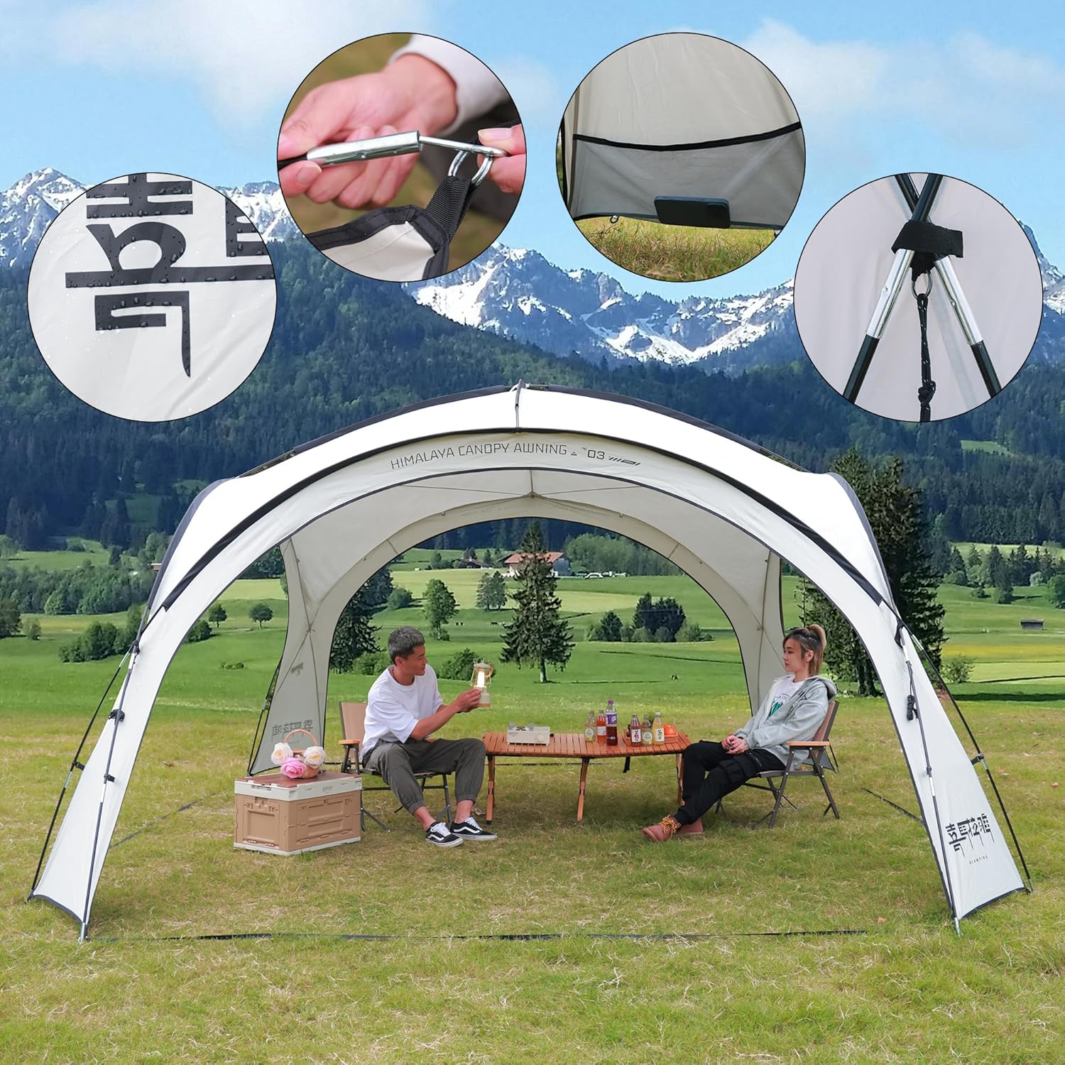 히말라야 스크린 하우스 텐트, 8-10인용 스크린 캠핑 텐트 캐노피 텐트 스크린 가제보 백패킹 방풍 야외 캠핑 파티오 뒷마당을 위한 간편한 설치