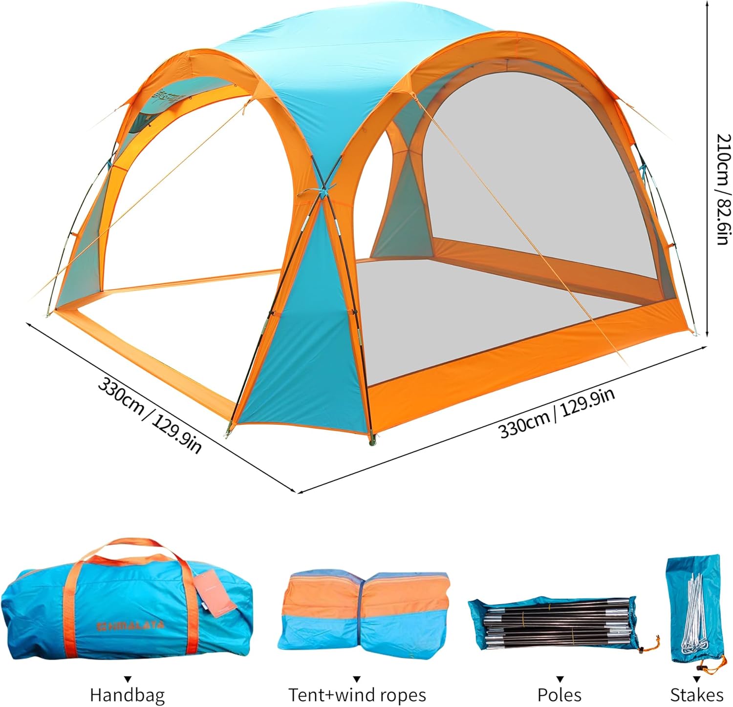 Himalaya Screen House Tent, 8-10 Person Screen Camping Tent Canopy Tent Screen Gazebo Backpacking Windproof Easy Setup for Outdoor Camping Patio Backyard · v14