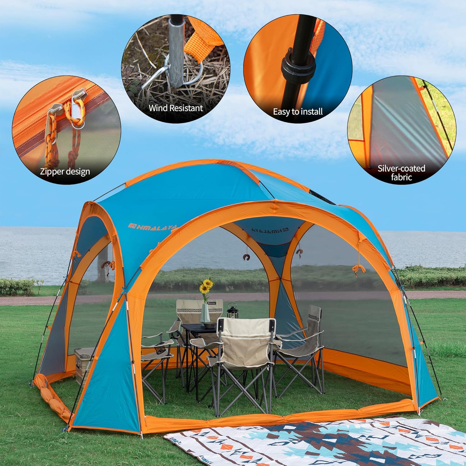 Himalaya Screen House Tent, 8-10 Person Screen Camping Tent Canopy Tent Screen Gazebo Backpacking Windproof Easy Setup for Outdoor Camping Patio Backyard · v14