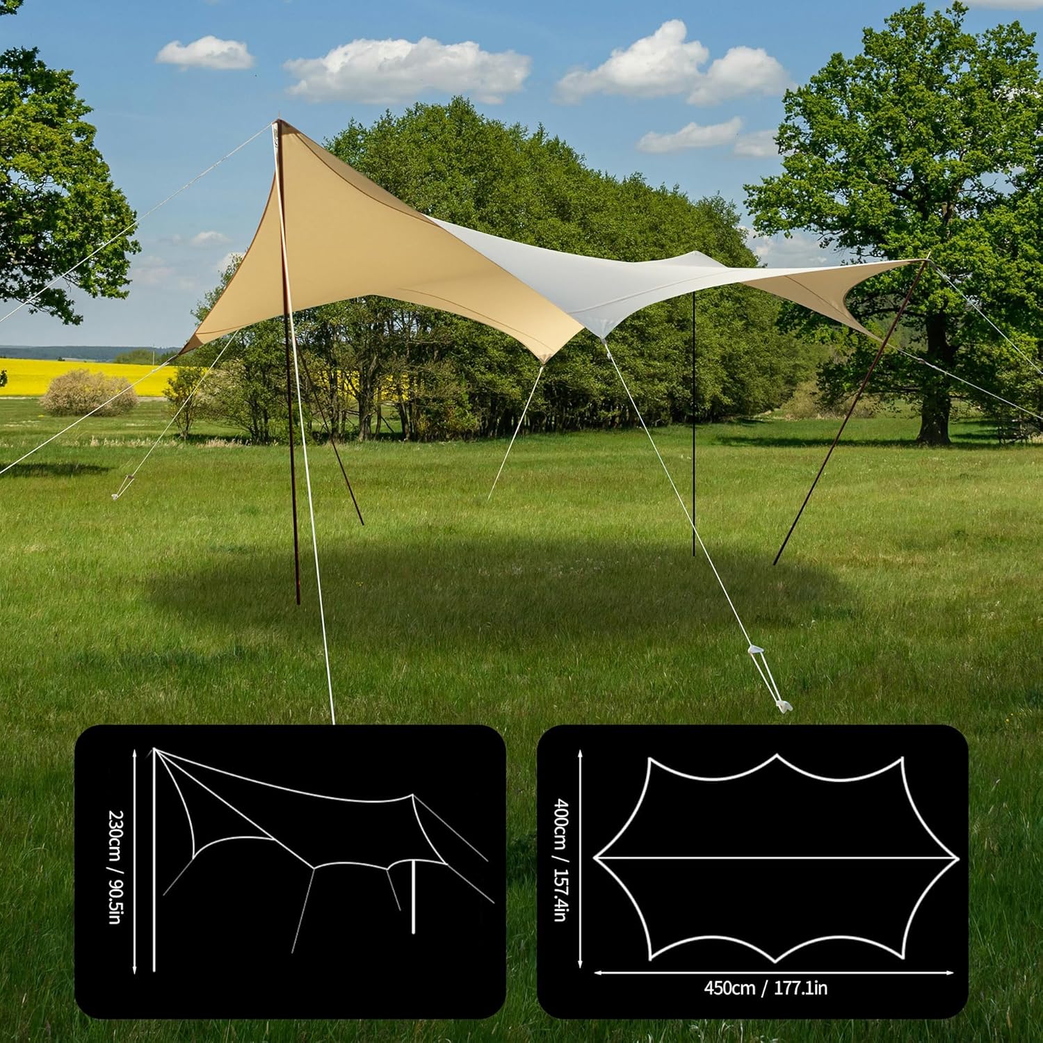 Himalaya Rain Tarp for Camping Tent Tarp with Poles Camping Canopy Sun Shield Tarp Awning Backpacking Tarp for Tents Outdoor Camping Traveling Glamping · v8