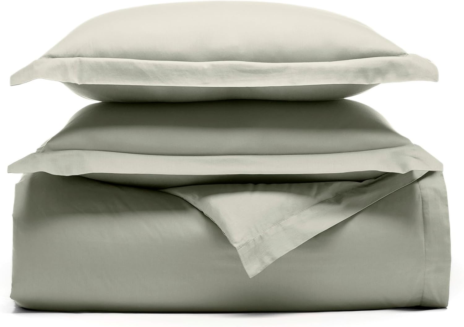 BOLL  BRANCH Signature Hemmed Duvet Set - King/Cal King, Sageleaf - Luxury 100% Organic Cotton - 1 Duvet Cover, 2 Shams - Buttery Soft, Hidden Closures · v6