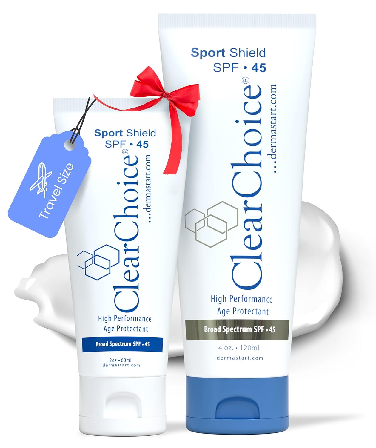 ClearChoice Sunscreen Bundle SPF 45, Oil-Free Sunblock  Moisturizer with Zinc Oxide, Reef-Safe, Broad Spectrum, No White Cast, Includes Full-Size 4oz amp; Travel-Size 2oz