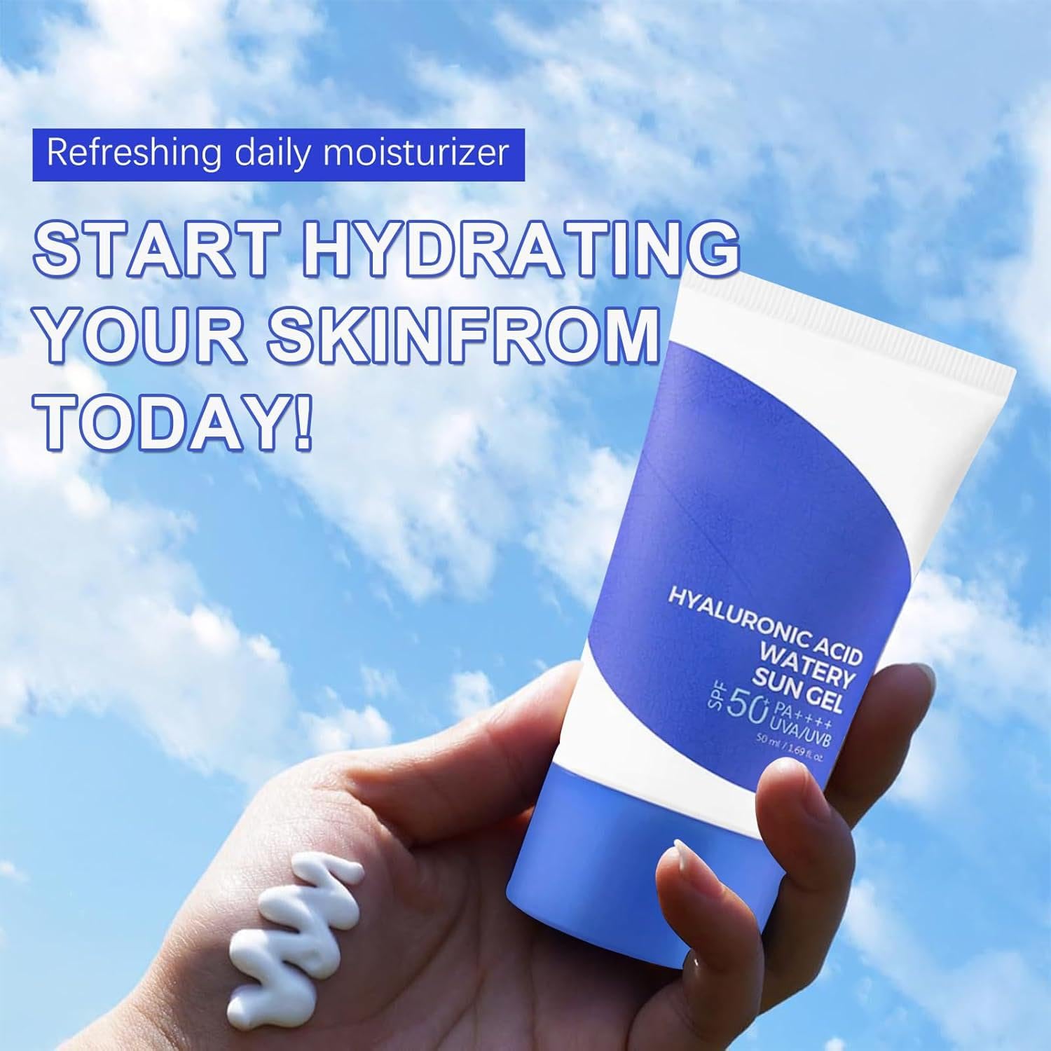 Hyaluronic Acid Watery Sun Gel, Hyaluronic Acid Moisturizing Gel Moisturizing, Summer Outdoor All skin types Sunscreen With No White Cast (2pcs) · v2