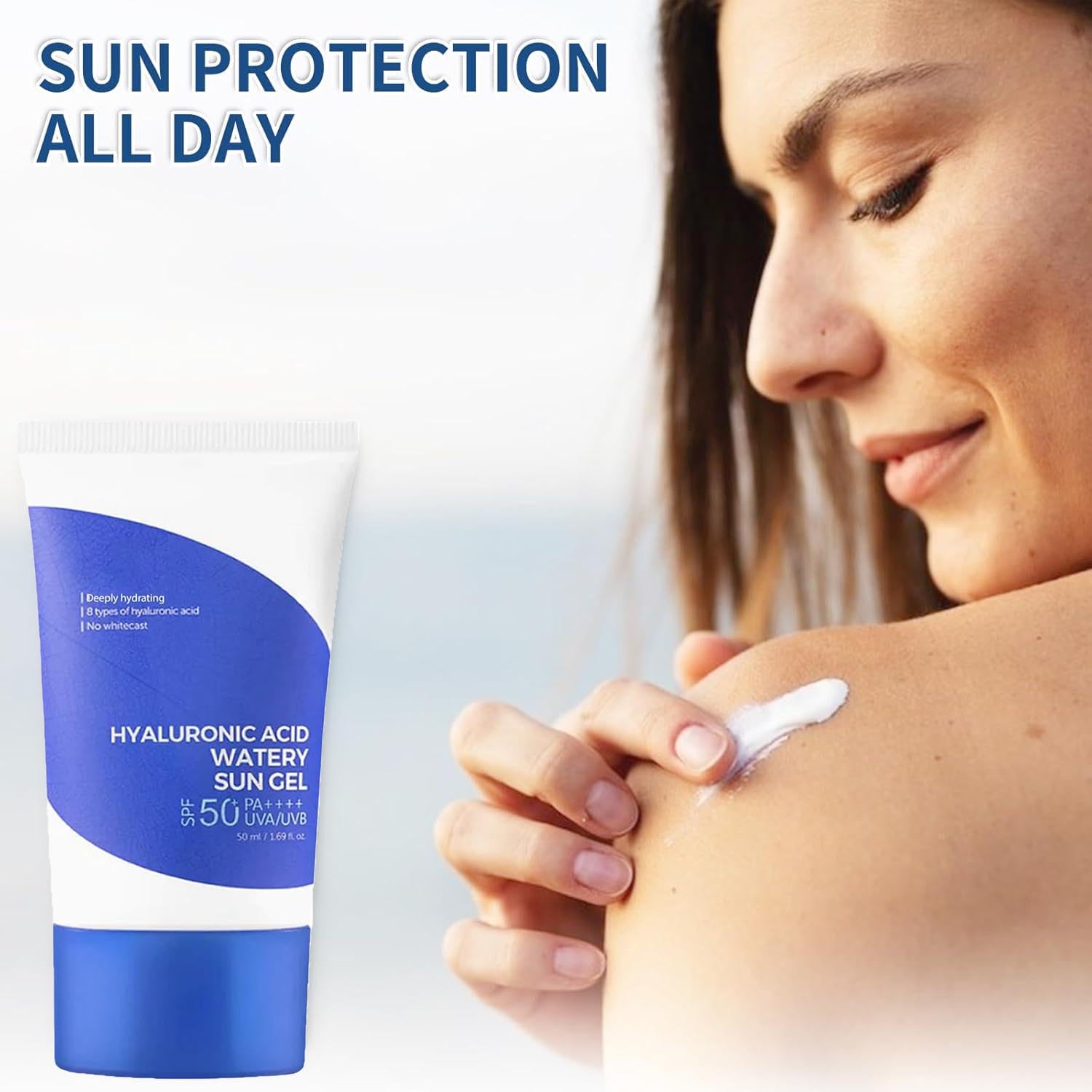 Hyaluronic Acid Watery Sun Gel, Hyaluronic Acid Moisturizing Gel Moisturizing, Summer Outdoor All skin types Sunscreen With No White Cast (2pcs) · v2