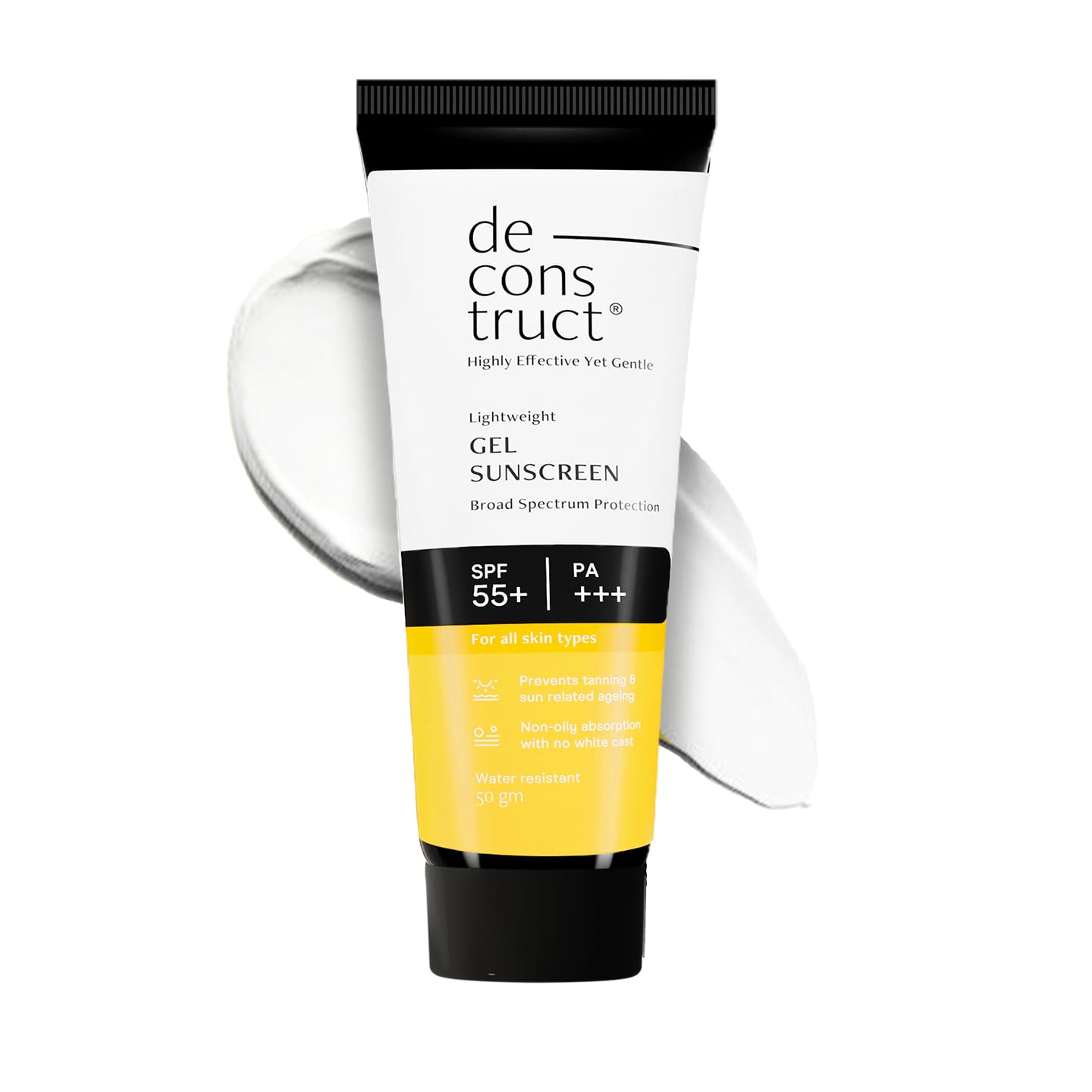 Deconstruct Sunscreen SPF 50   and PA   , Gel based sunscreen for all skin, Broad spectrum sunscreen, Non greasy (New Pack)