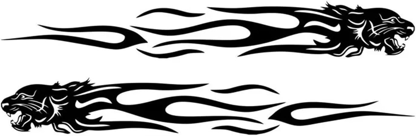 Car Sticker Stylish Tiger Flame on Car Funny Stickers and Decals Motorcycle Waterproof and Sunscreen Vinyl Car Styling(Black,28CM)