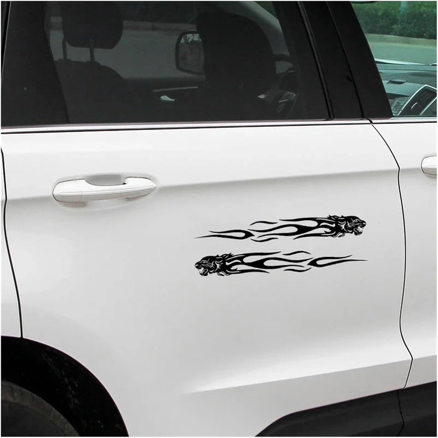 Car Sticker Stylish Tiger Flame on Car Funny Stickers and Decals Motorcycle Waterproof and Sunscreen Vinyl Car Styling(Black,28CM) · v4