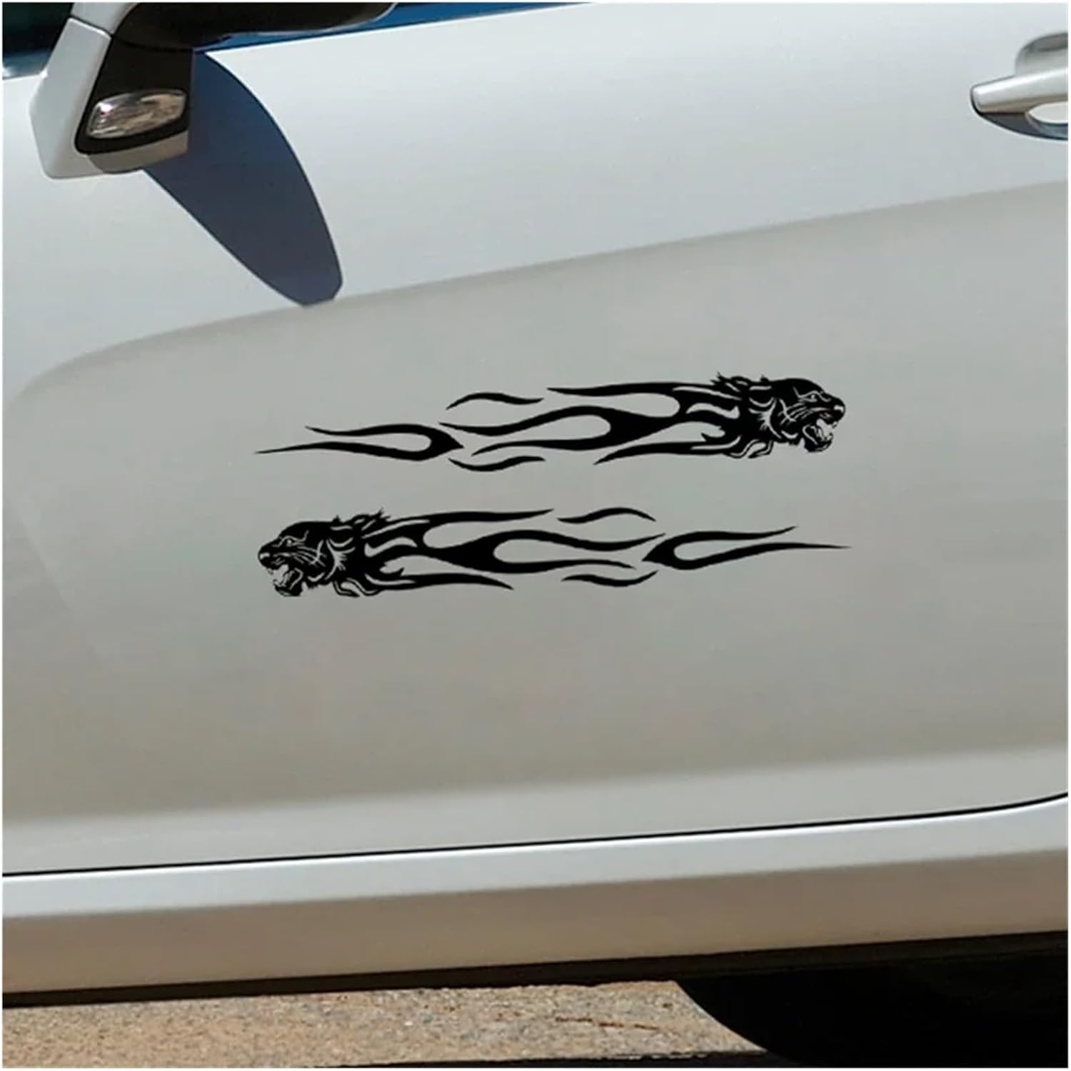 Car Sticker Stylish Tiger Flame on Car Funny Stickers and Decals Motorcycle Waterproof and Sunscreen Vinyl Car Styling(Black,28CM) · v4