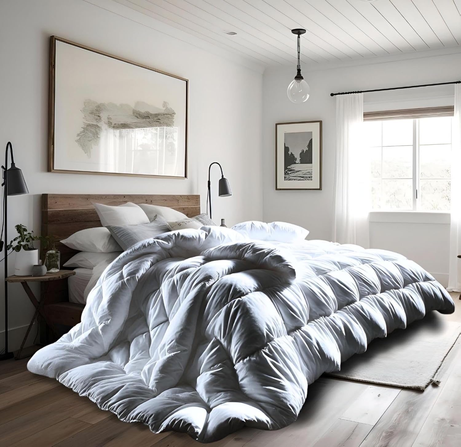 Continental Bedding Harmony Duvet Insert - 550 Fill Power White Down, 300 Thread Count 100% Cotton Shell, Summer  All-Year Weight Options, Luxury Made in USA (King, All Year Weight) · v6