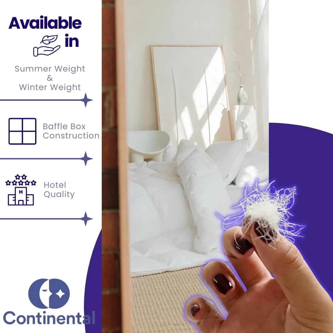 Continental Bedding Harmony Nevresim Takımı - 550 Dolgulu Güçlü Beyaz Kuş Tüyü, 300 İplik Sayısı %100 Pamuk Kabuğu, Yaz Tüm Yıl Ağırlık Seçenekleri, Lüks ABD Malı (Kral, Tüm Yıl Ağırlığı)