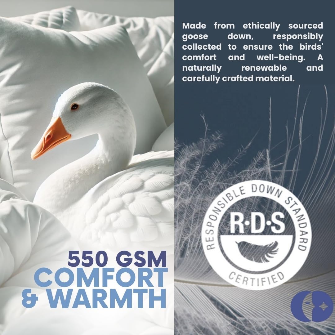 Continental Bedding Harmony Nevresim Takımı - 550 Dolgulu Güçlü Beyaz Kuş Tüyü, 300 İplik Sayısı %100 Pamuk Kabuğu, Yaz Tüm Yıl Ağırlık Seçenekleri, Lüks ABD Malı (Kral, Tüm Yıl Ağırlığı)